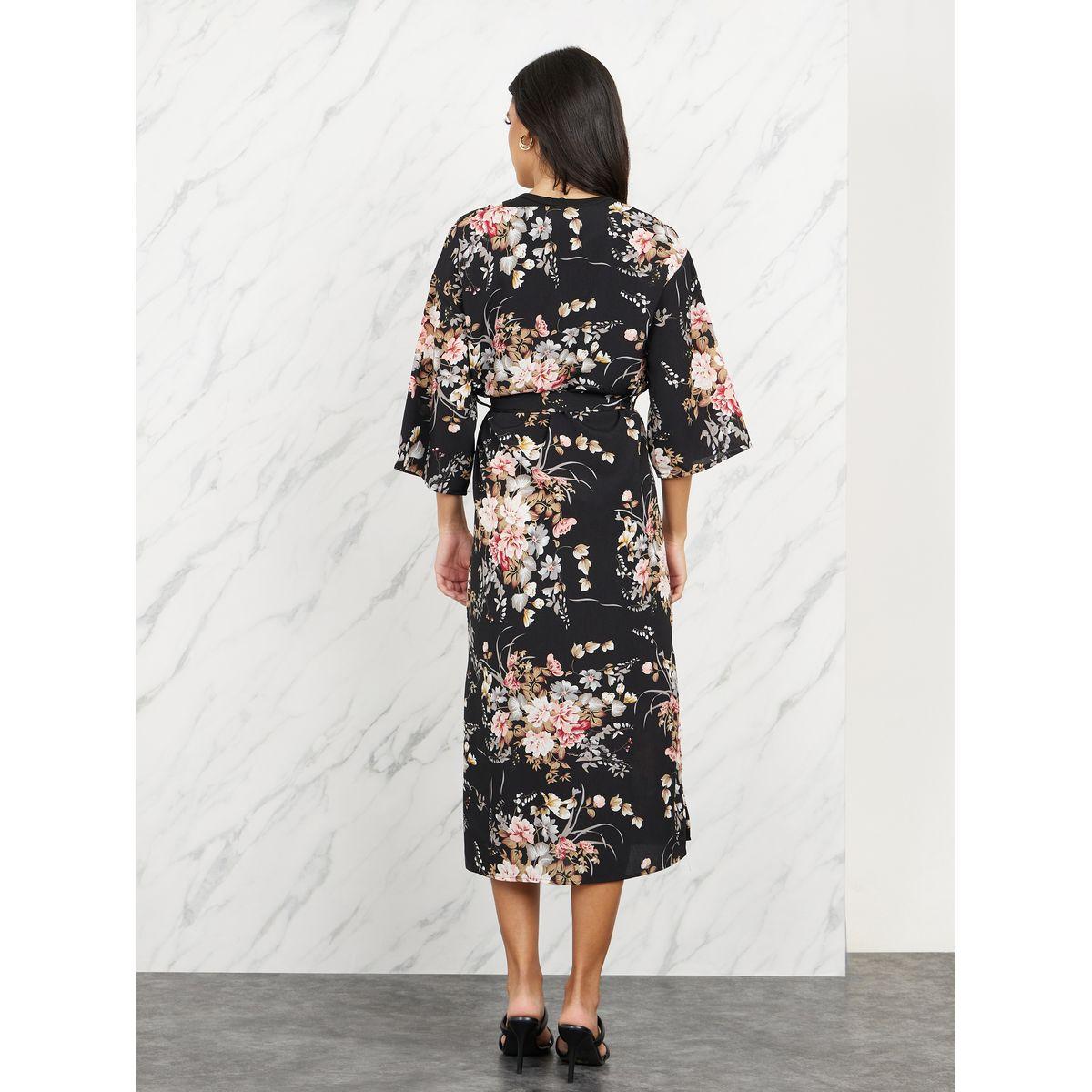 Styli Floral Print Regular Fit Kimono with Self Tie Up-women-clothing-shirtsandblouses-shirts-image-5
