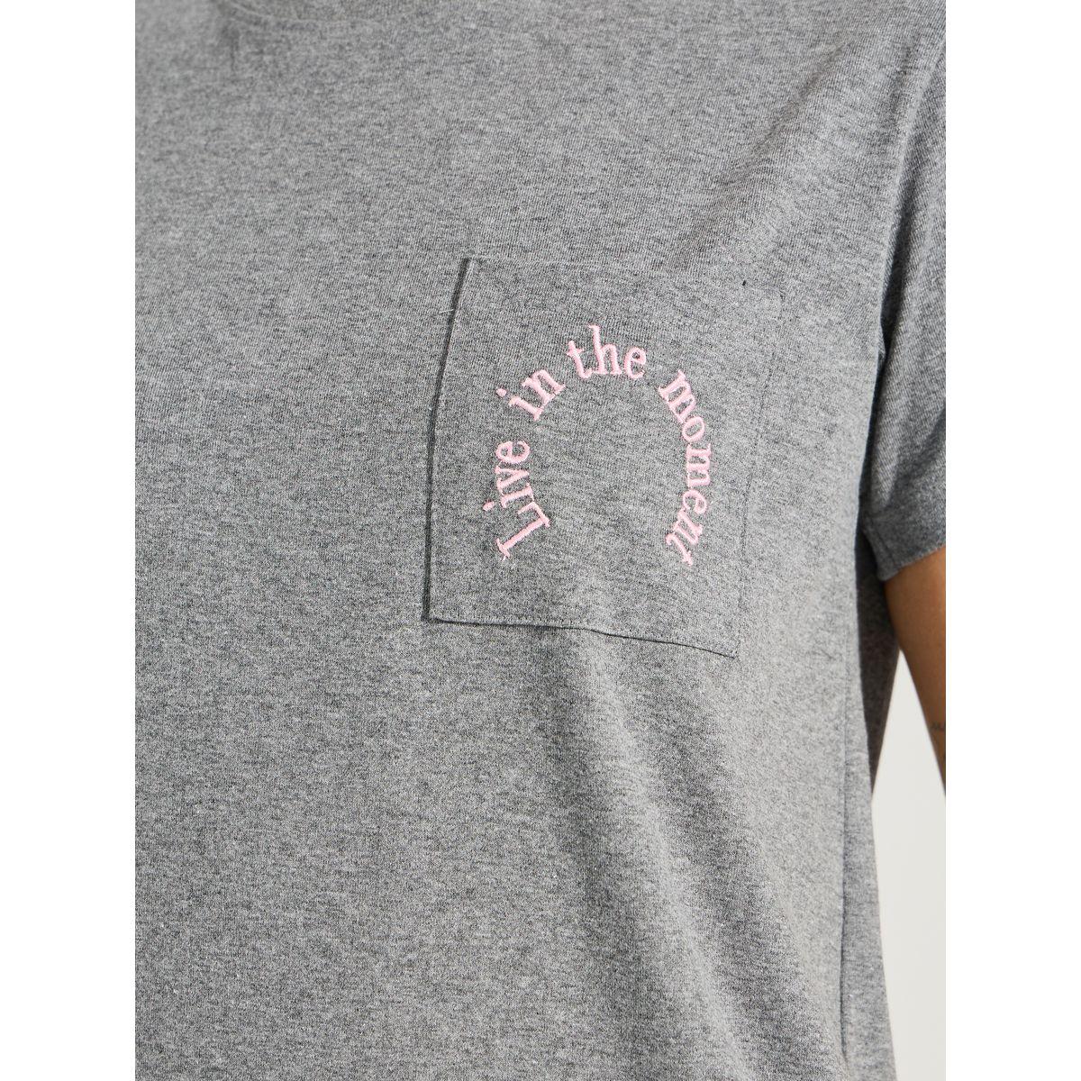 Styli Unwind Cotton Live In The Moment Embroidered Pocket T-Shirt & Pyjama Set-women-clothing-nightwear-pyjamas-longsets-image-4