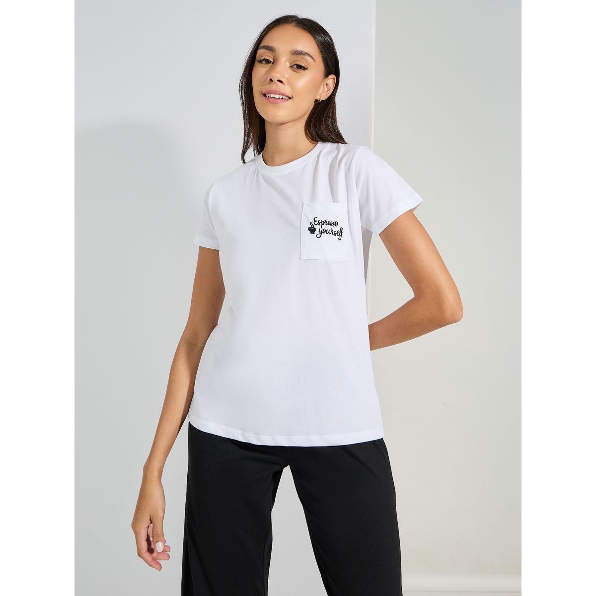 Styli Unwind Cotton Espresso Yourself Embroidered Pocket T-Shirt & Pyjama Set-women-clothing-nightwear-pyjamas-longsets-image-2