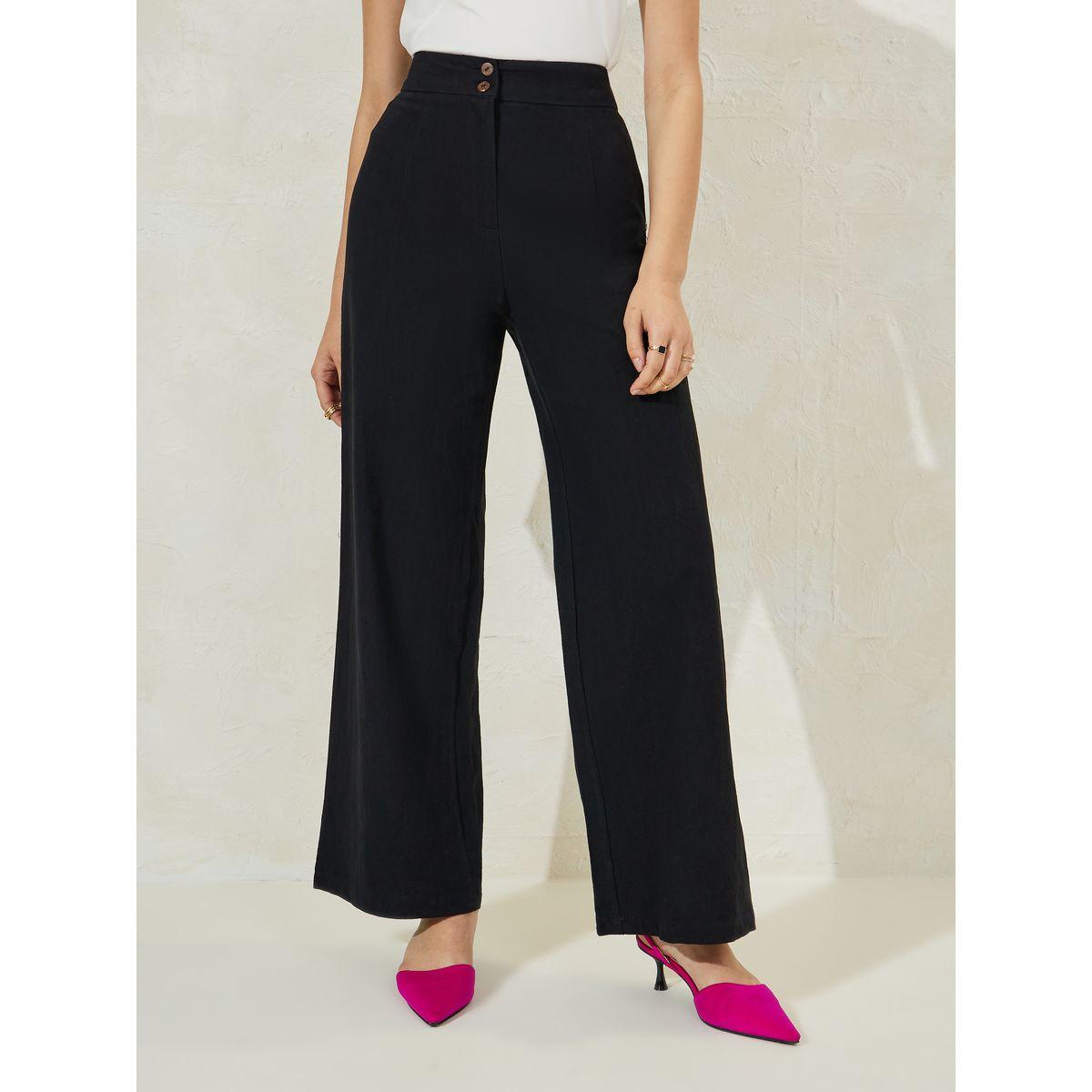 Styli High Rise Linen Look Relaxed Fit Pants-women-clothing-bottoms-trousers-image-1