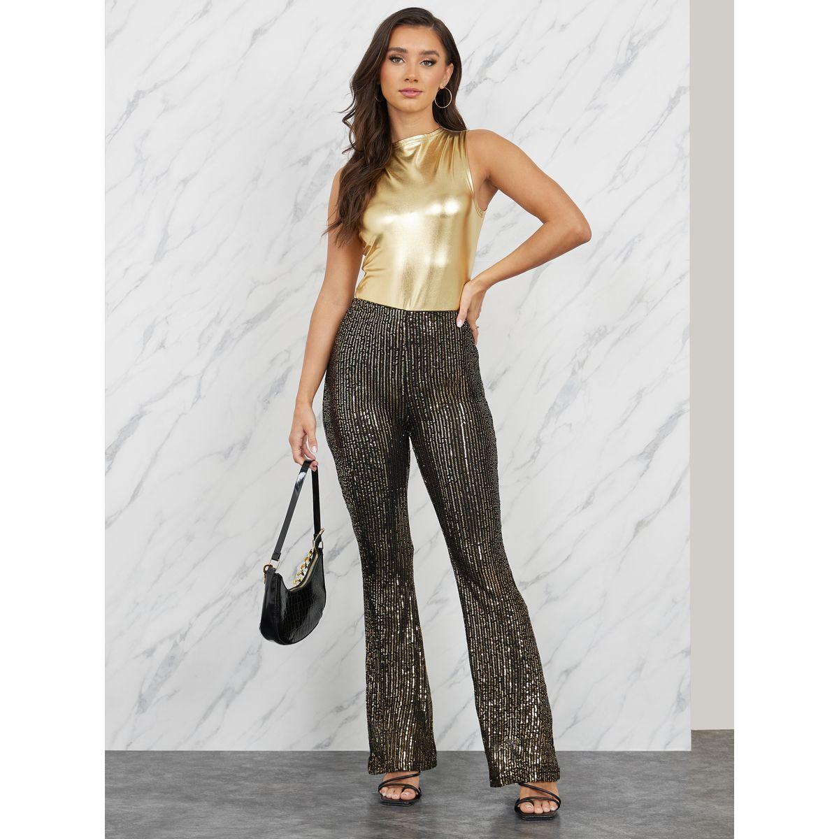 Styli High Rise Sequin Detail Fit and Flare Pants-women-clothing-bottoms-trousers-image-2