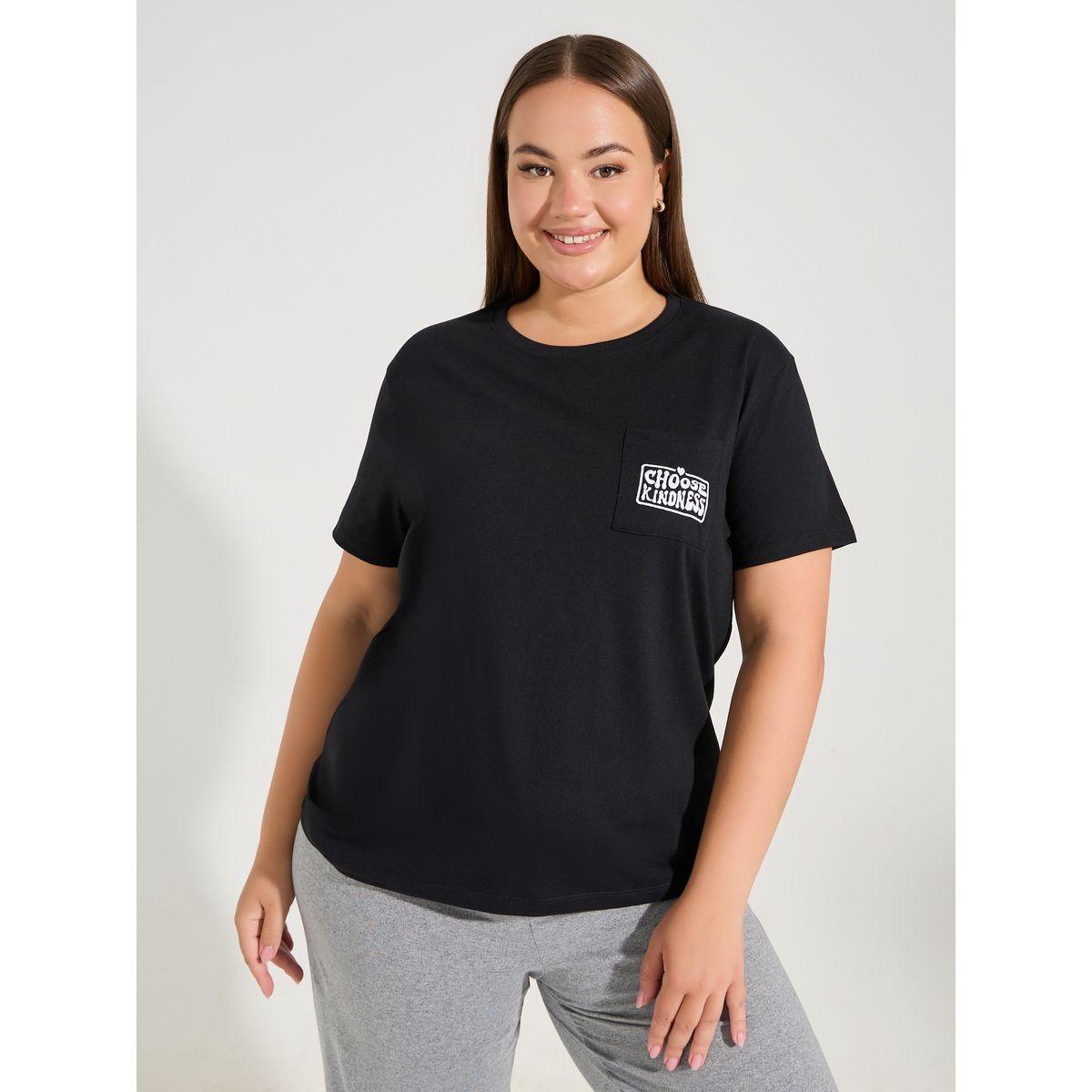 طقم من بنطال بيجاما مع تيشيرت بمقاس كبير وخياطة-women-clothing-nightwear-pyjamas-longsets-image-2