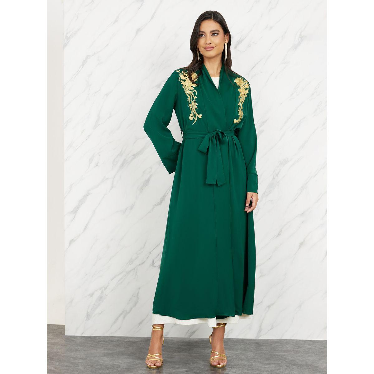 Styli Embroidered Regular Fit Maxi Kimono with Self Tie Up-women-clothing-shirtsandblouses-shirts-image-1