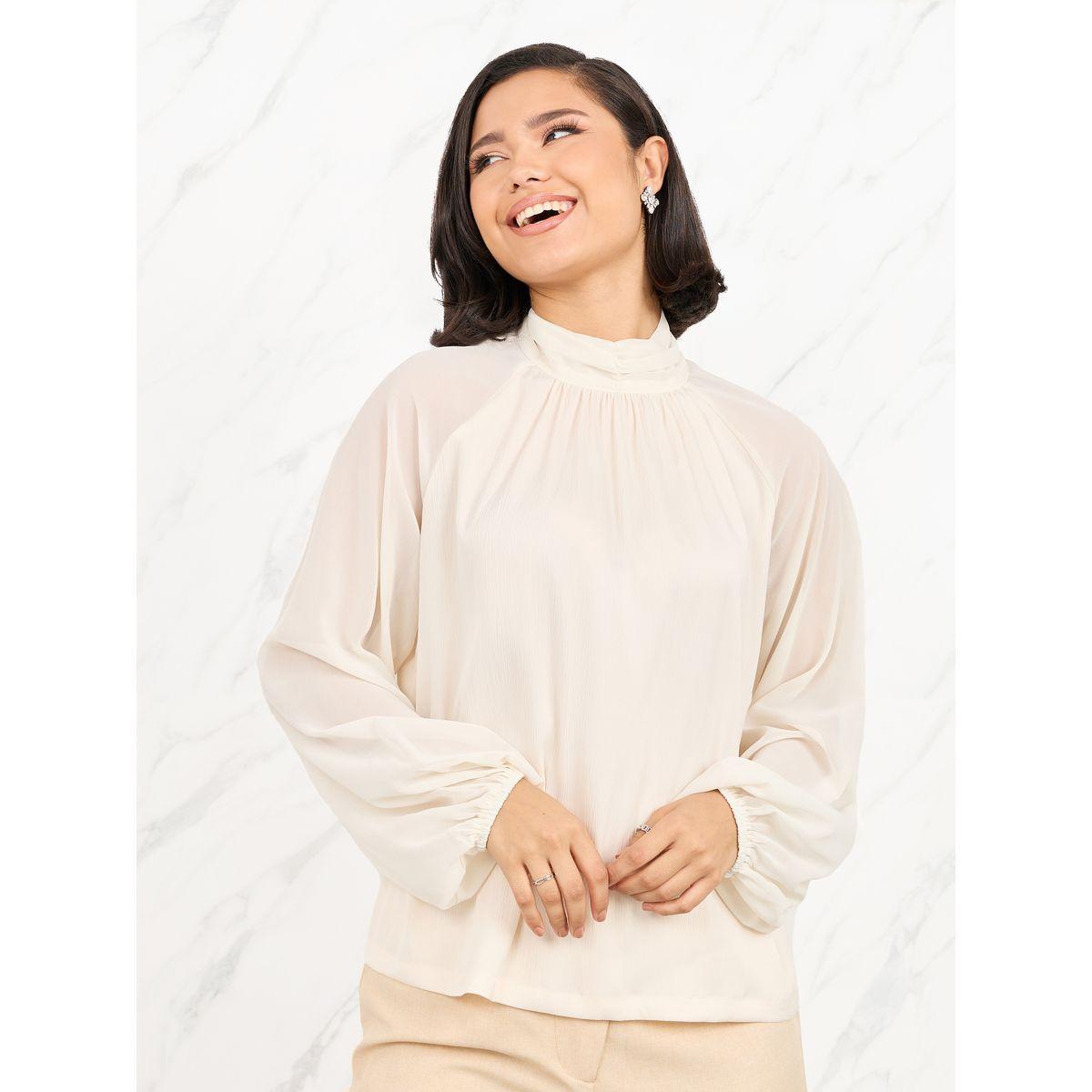 Styli High Neck Gathered Detail Blouse-women-clothing-shirtsandblouses-blouses-image-2