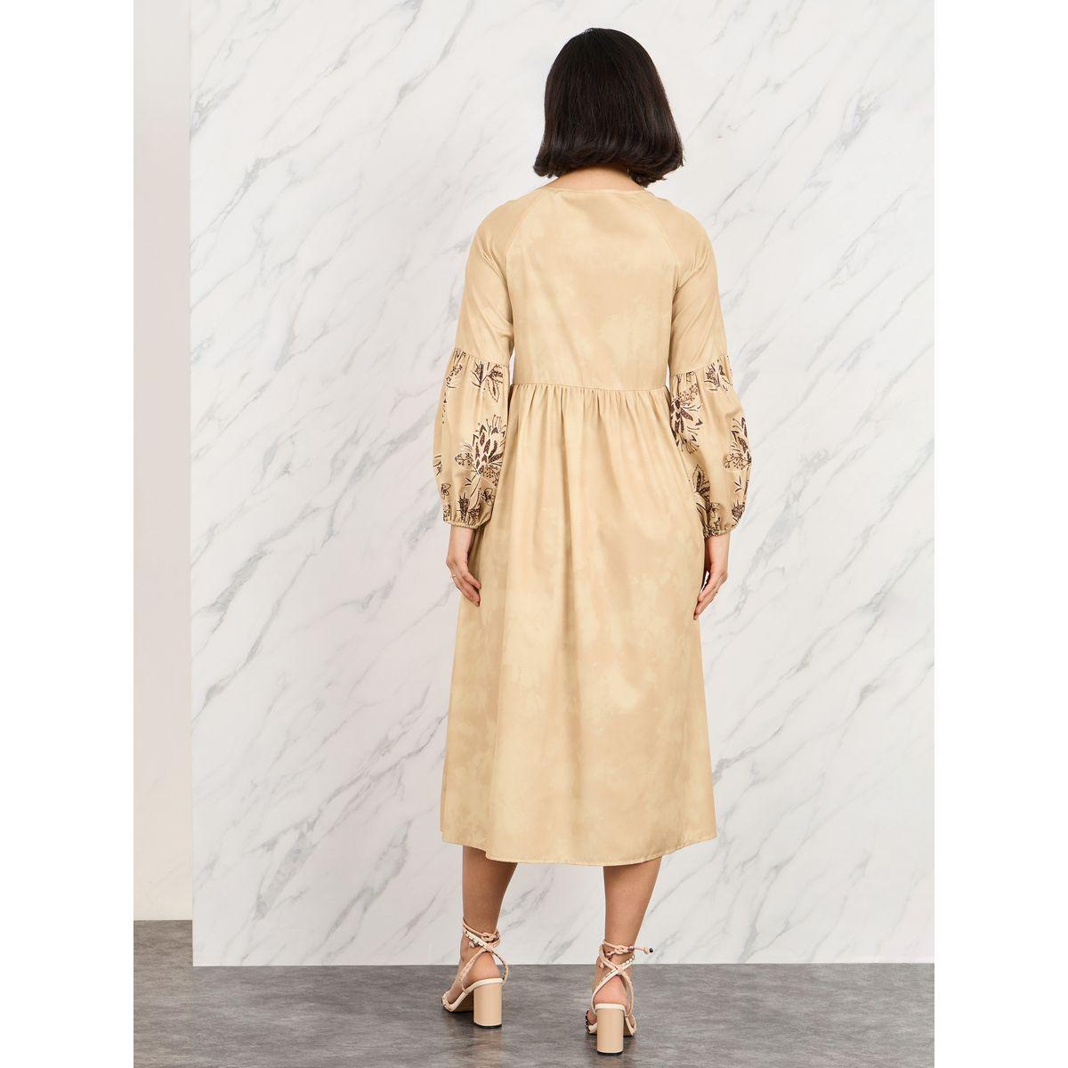 Styli Floral Print Tie Up Neck A-Line Midi Dress-women-clothing-dresses-image-4