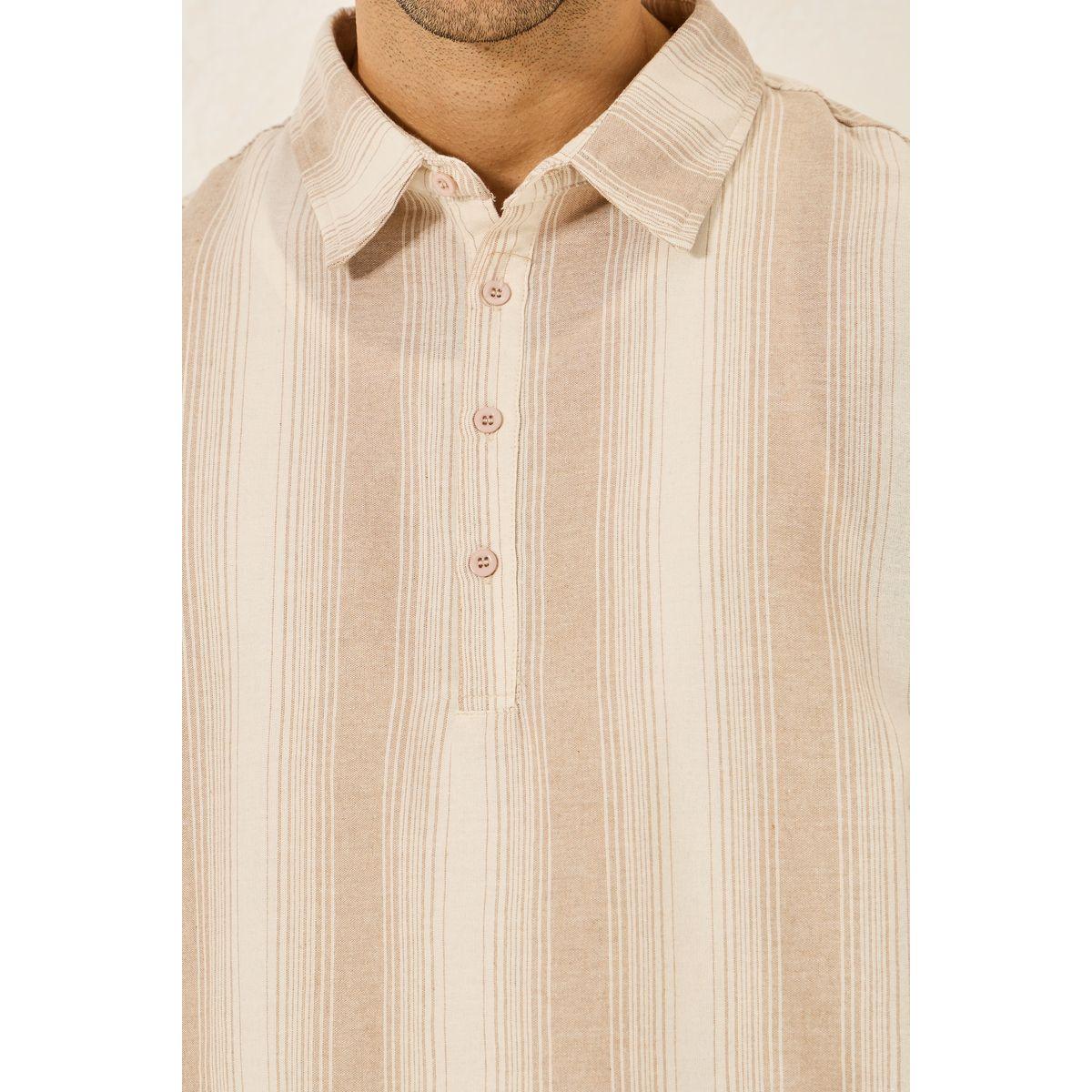 قميص قطن مخطط بقصة مريحة مع ازرار غلق-men-clothing-shirts-image-3
