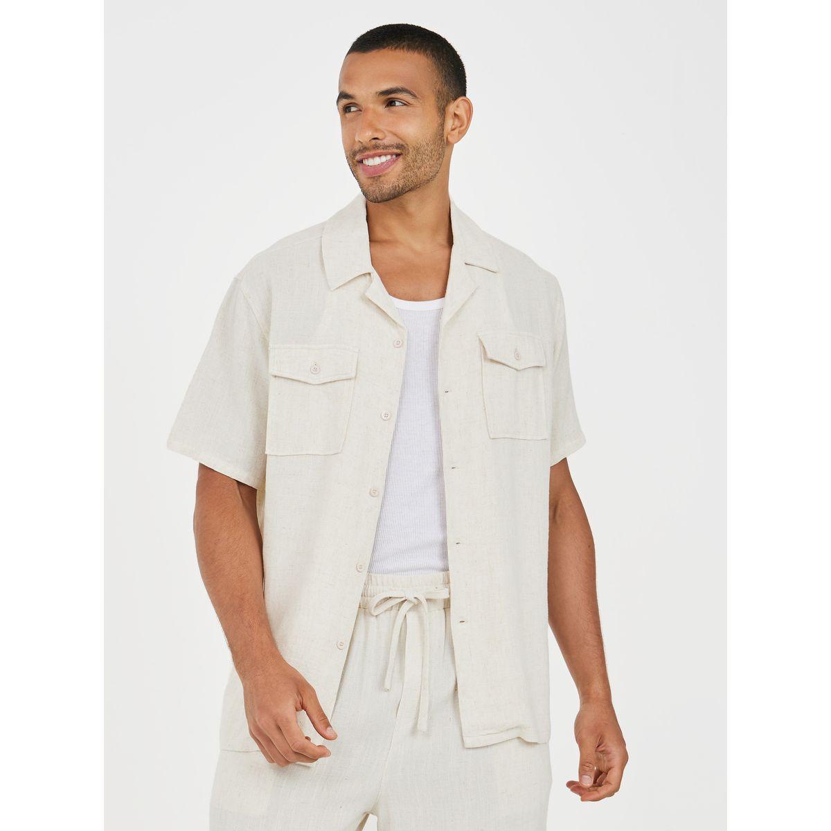 قميص بنسيج كتان مع قصة مريحة-men-clothing-shirts-image-1