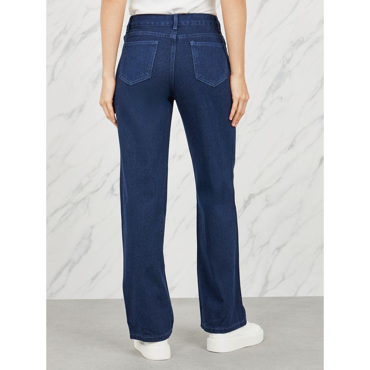 Styli Dark Wash Mid Rise Straight Leg Jeans-women-clothing-bottoms-jeans-image-4