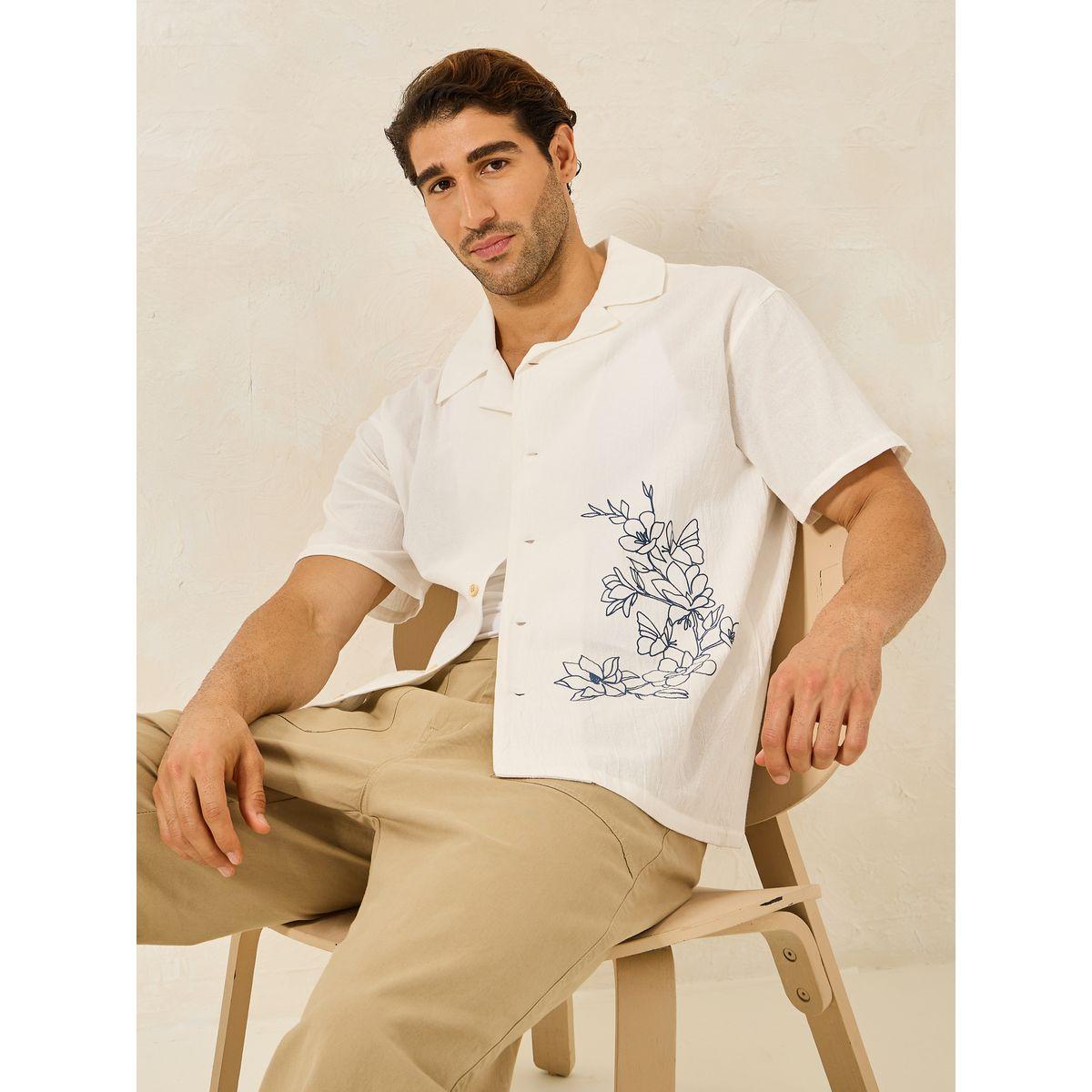 قميص قطن مطبع بطبعة زهور-men-clothing-shirts-image-1
