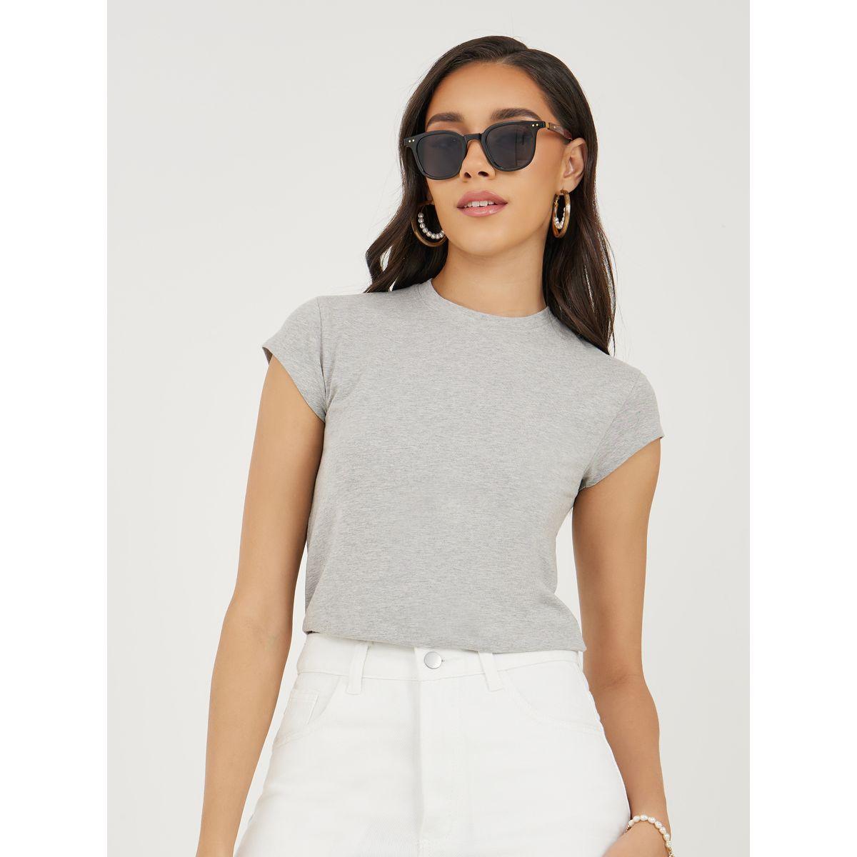 Styli Fitted Round Neck Cap Sleeve T-Shirt-women-clothing-tshirts-image-1
