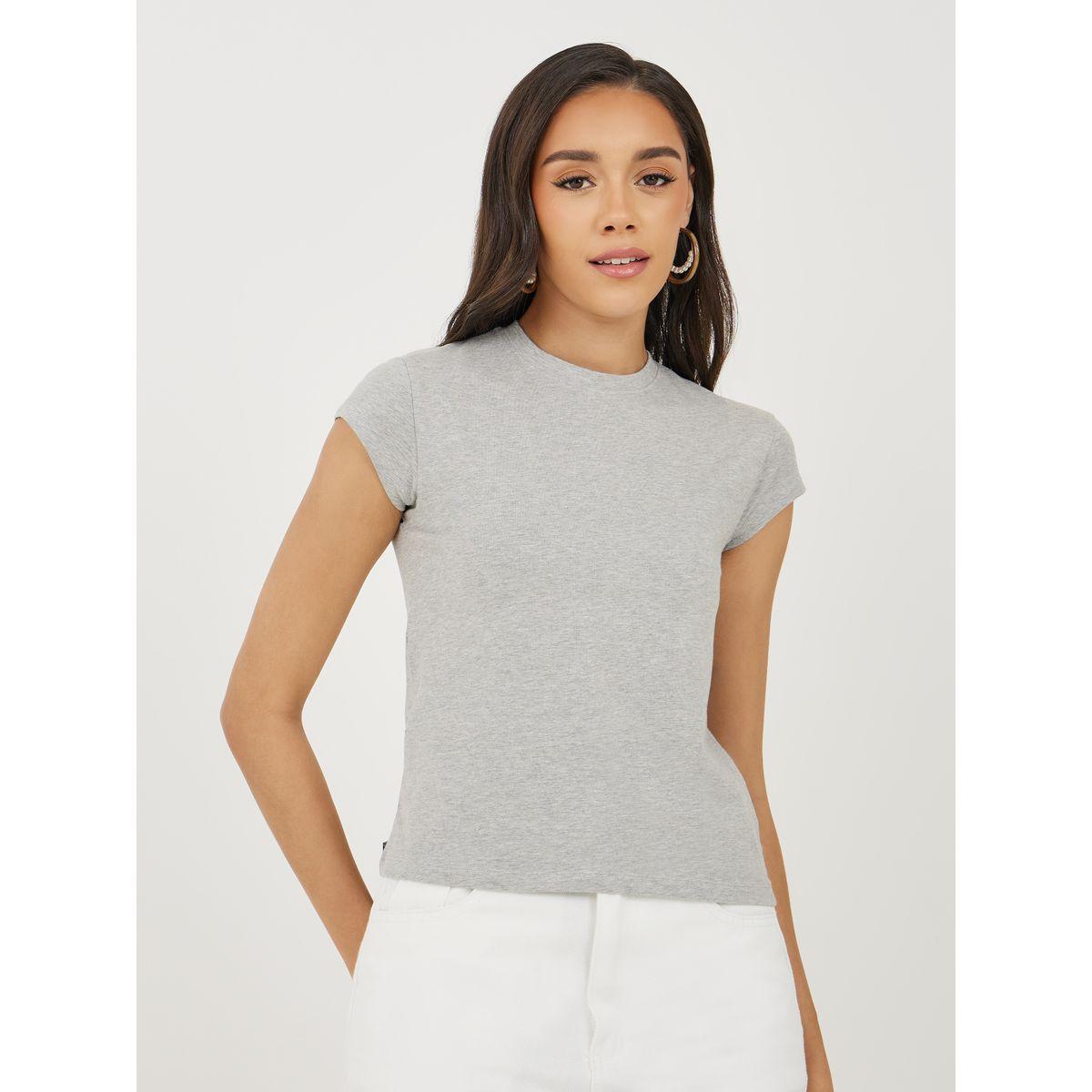 Styli Fitted Round Neck Cap Sleeve T-Shirt-women-clothing-tshirts-image-2