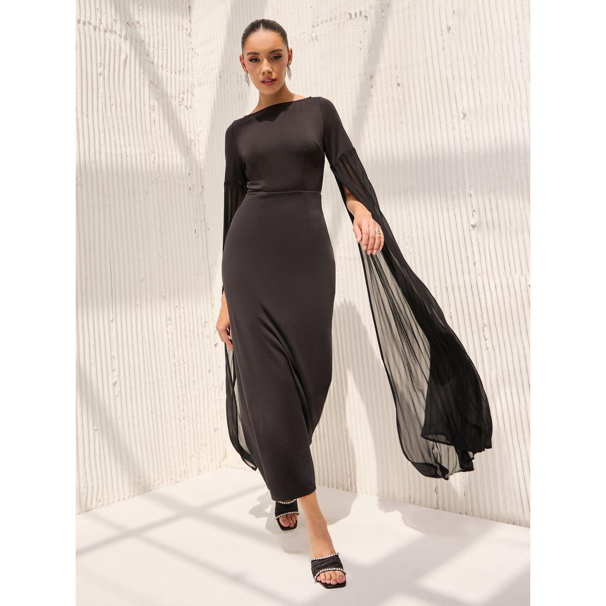 فستان بديكون طويل مع ياقة بنمط قارب-women-clothing-dresses-image-2