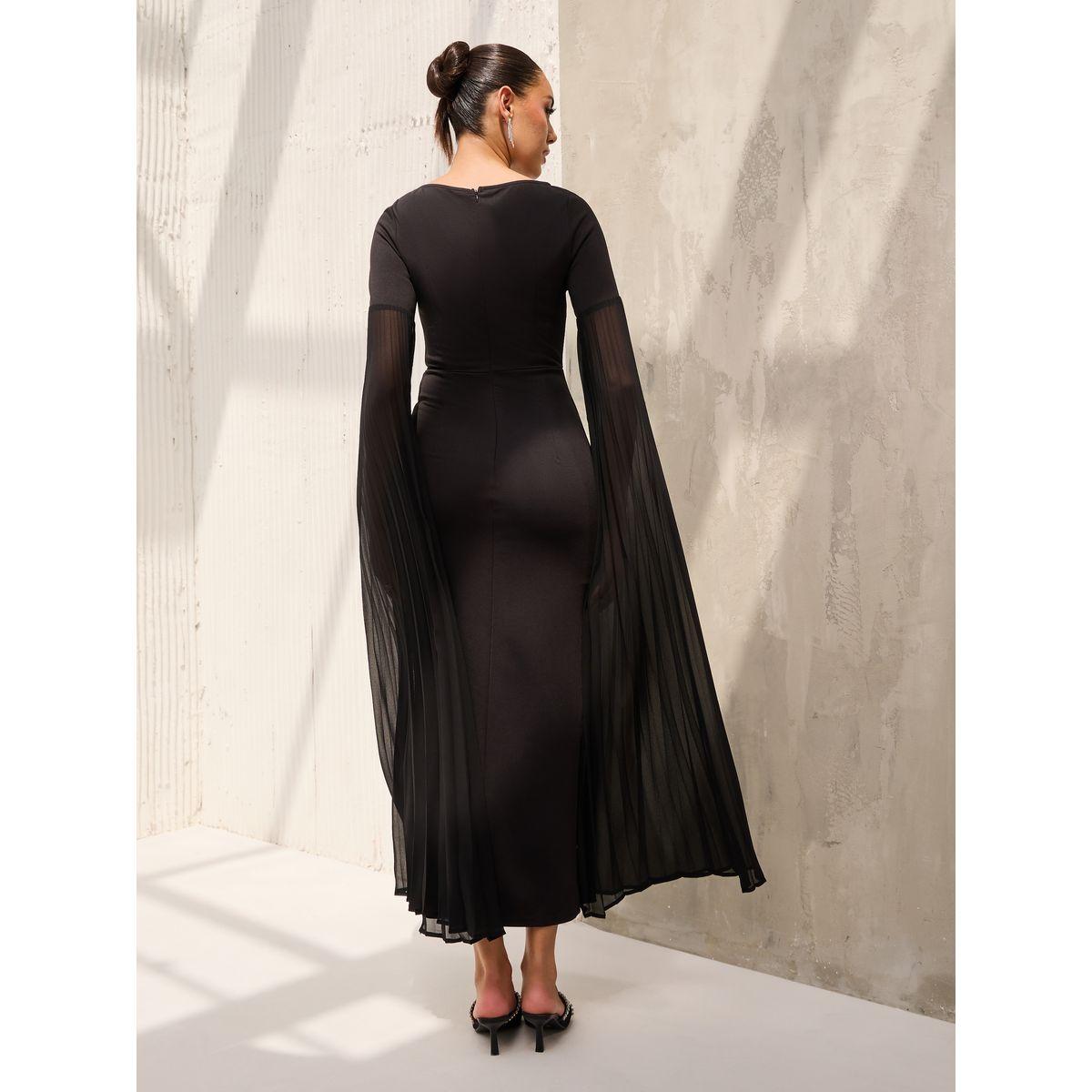 فستان بديكون طويل مع ياقة بنمط قارب-women-clothing-dresses-image-6