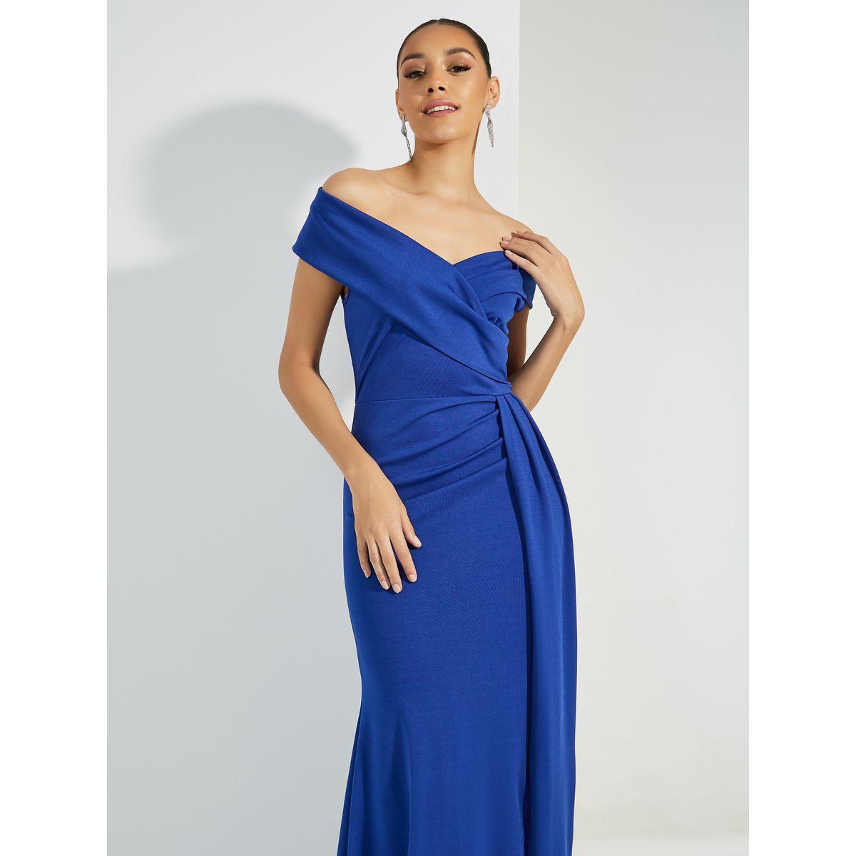 Styli Front Slit Off Shoulder Neck A-Line Maxi Dress-women-clothing-dresses-image-2