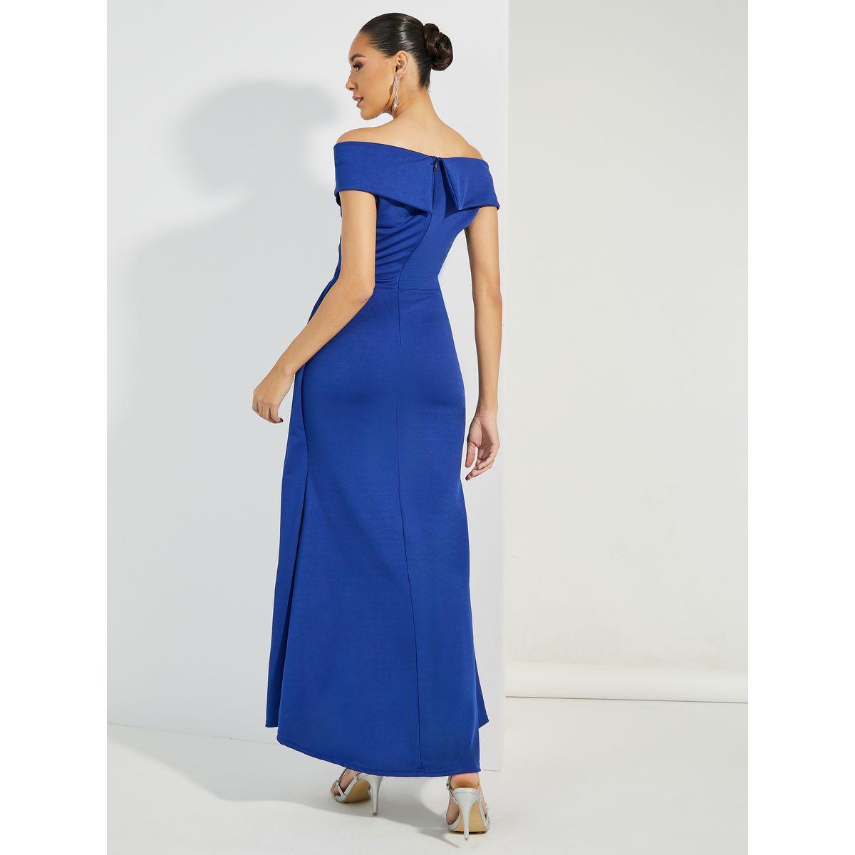 Styli Front Slit Off Shoulder Neck A-Line Maxi Dress-women-clothing-dresses-image-4