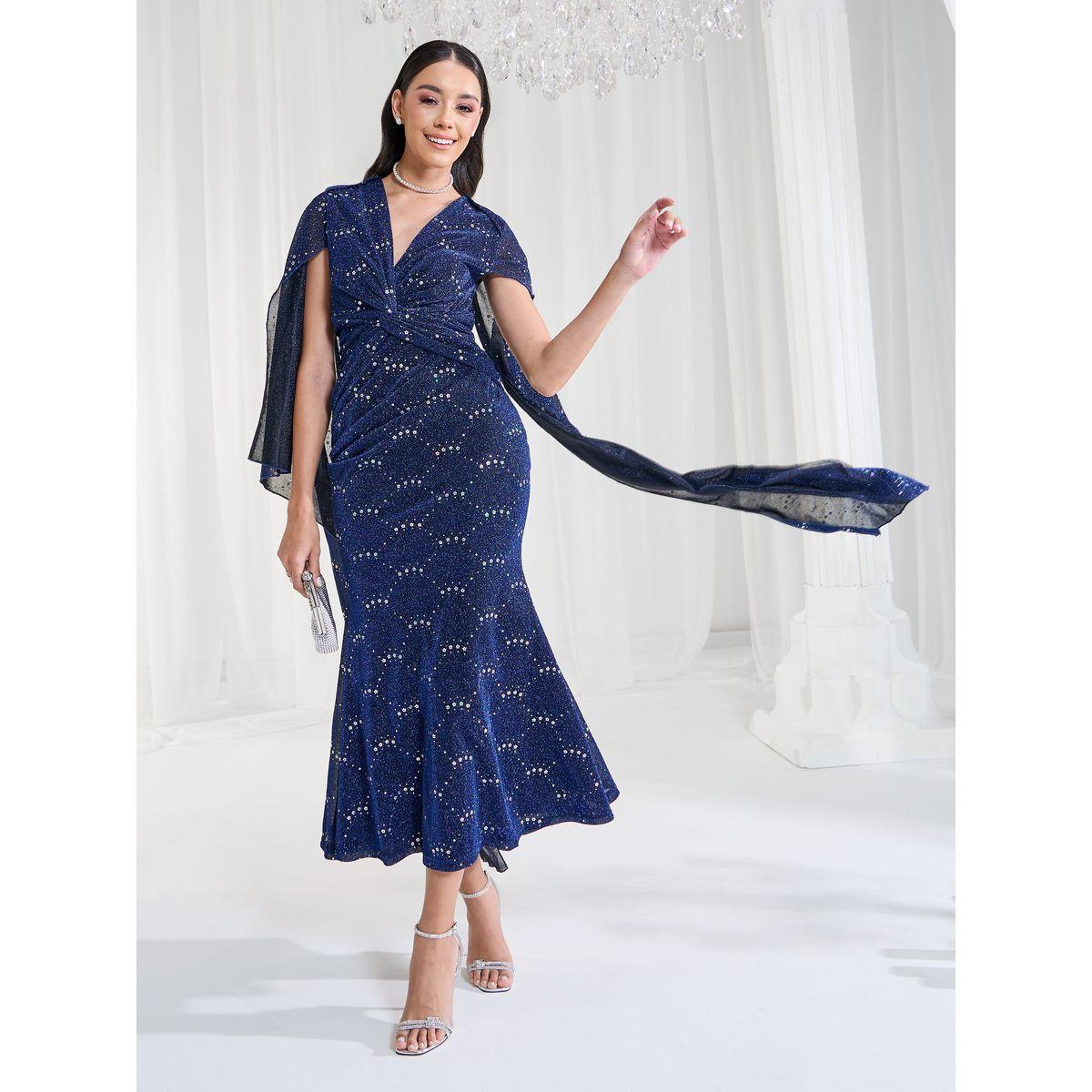 Styli Embellished Cape Sleeves Twist Front Maxi Dress-women-clothing-dresses-image-5