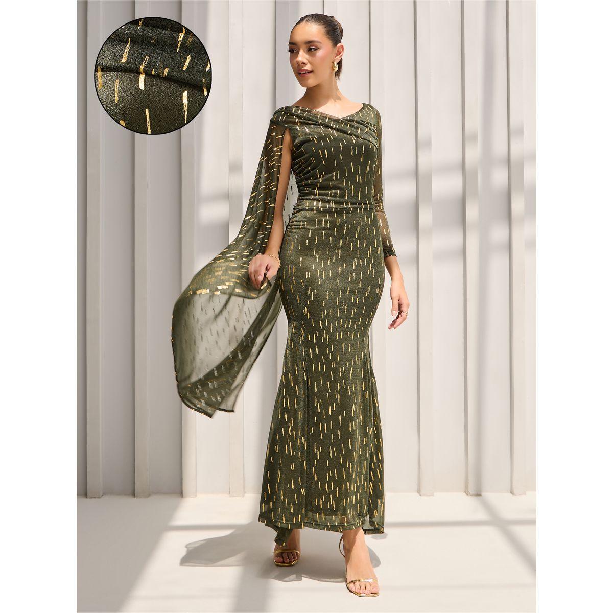 Styli Self Design One Shoulder Cape Maxi Dress-women-clothing-dresses-image-1