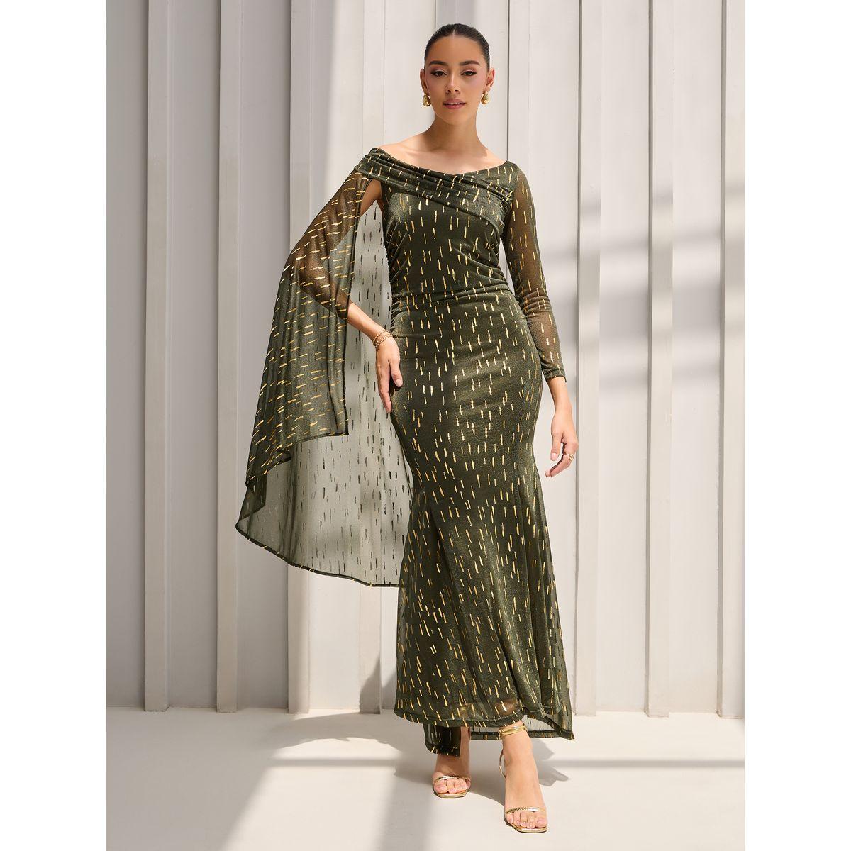 Styli Self Design One Shoulder Cape Maxi Dress-women-clothing-dresses-image-2