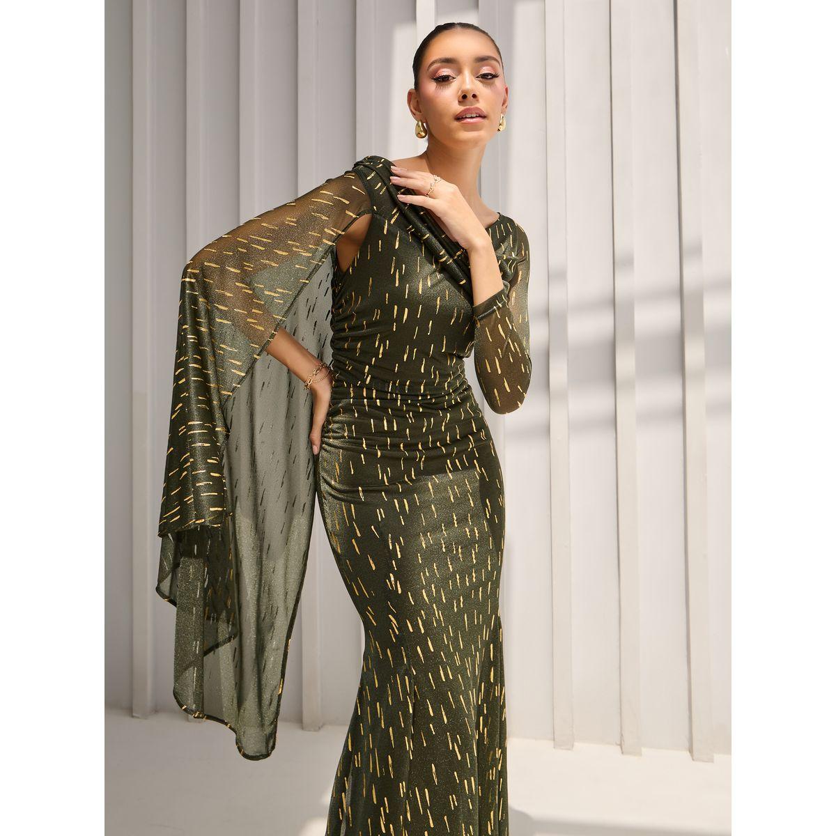 Styli Self Design One Shoulder Cape Maxi Dress-women-clothing-dresses-image-4