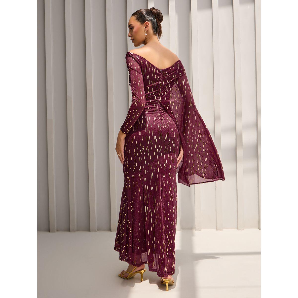 Styli Self Design One Shoulder Cape Maxi Dress-women-clothing-dresses-image-5