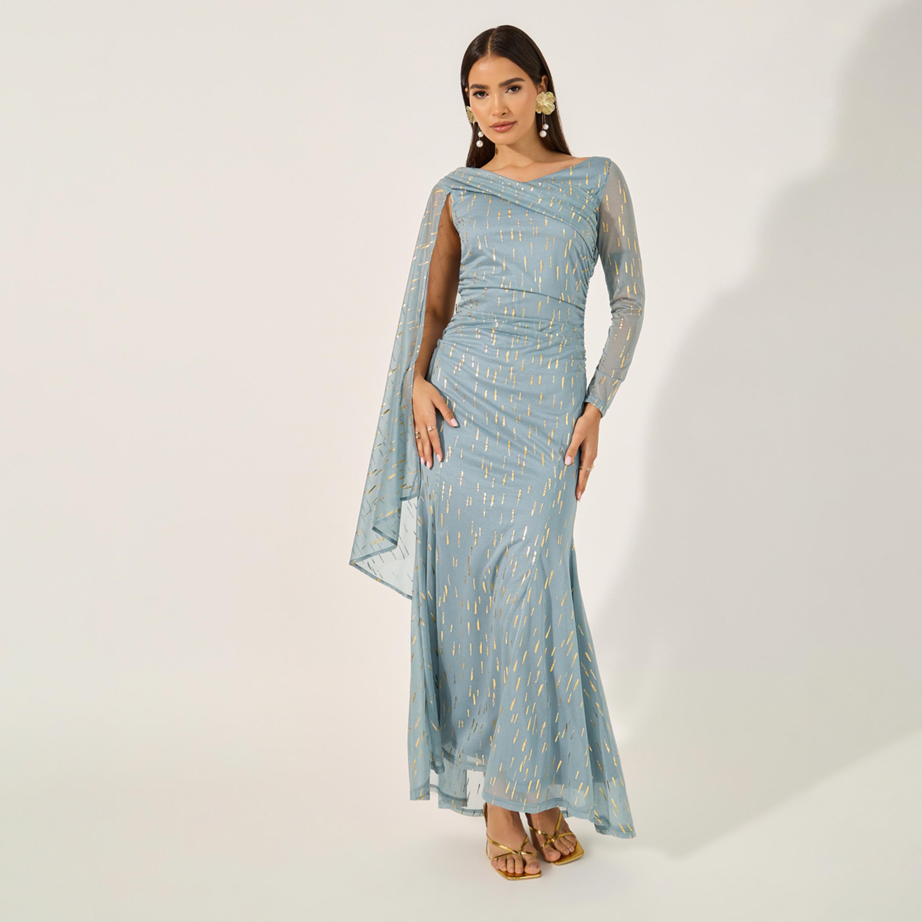 ستايلي - فستان ماكسي بتصميم ذاتي بكتف واحد-women-clothing-dresses-image-2