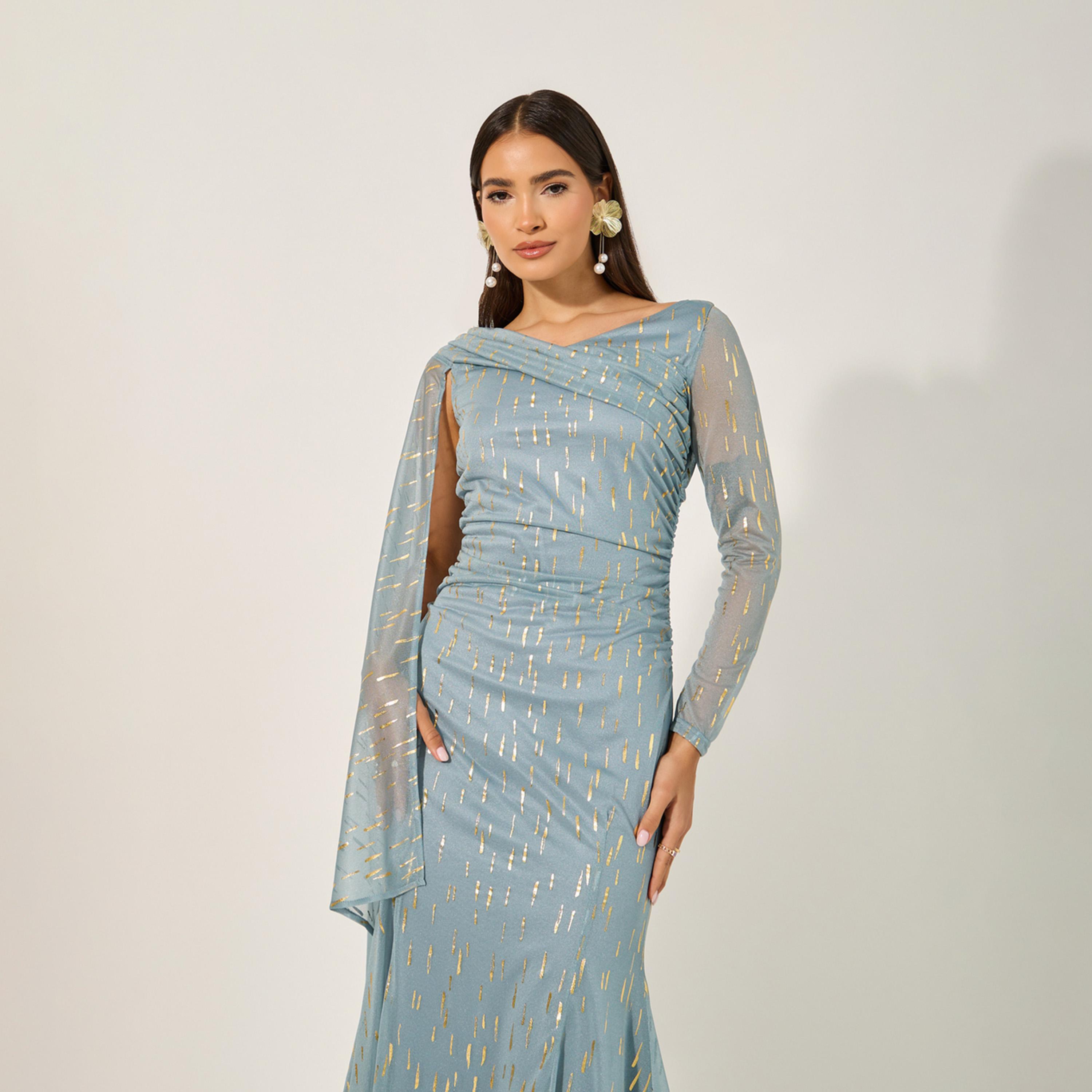ستايلي - فستان ماكسي بتصميم ذاتي بكتف واحد-women-clothing-dresses-image-3