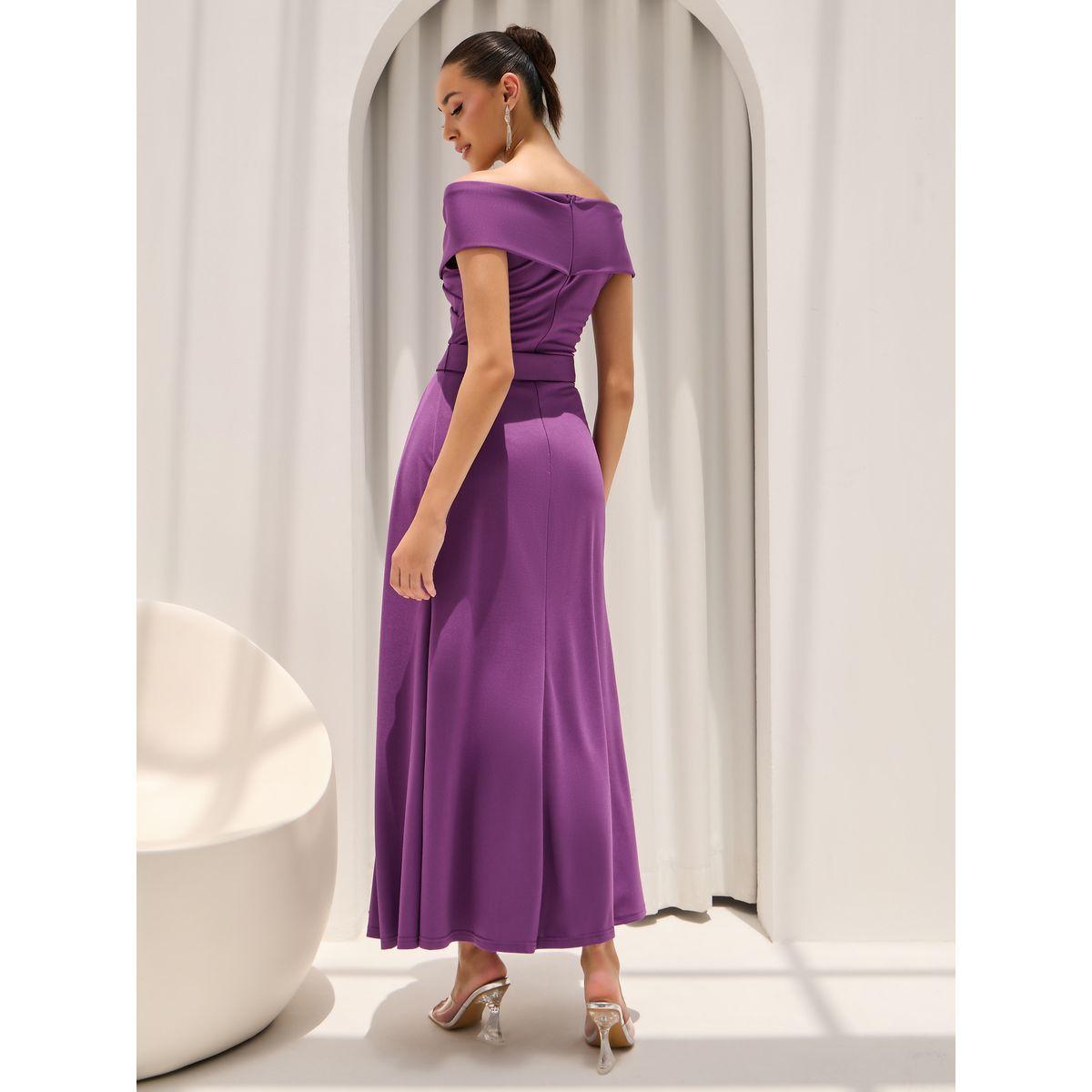 Styli Sequined Off Shoulder Neck Belted Maxi Dress-women-clothing-dresses-image-5