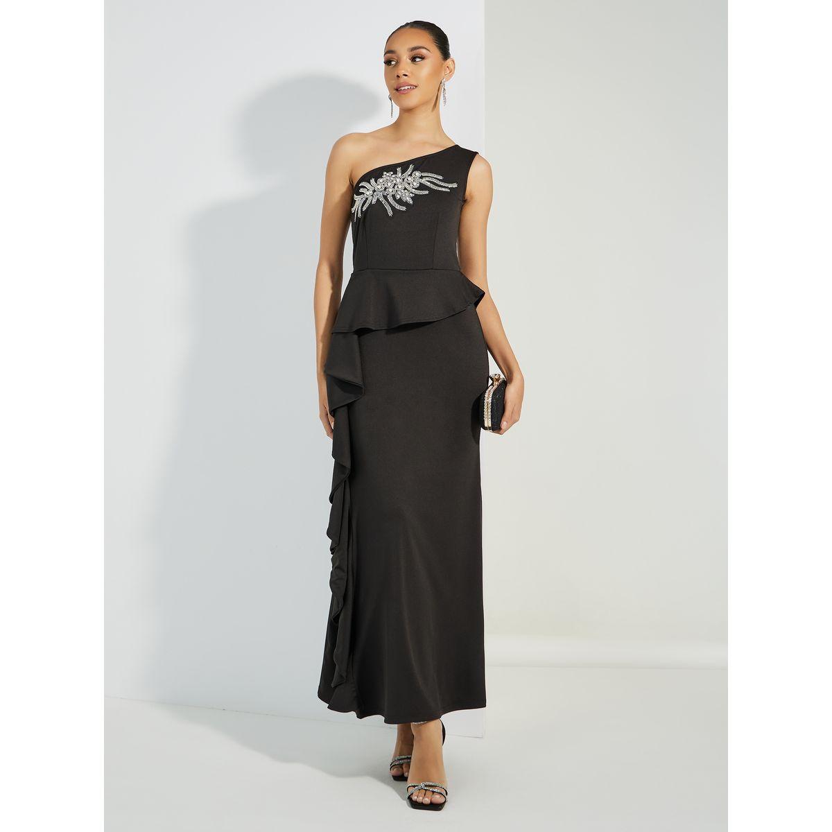 فستان طويل منمق مع كتف واحد-women-clothing-dresses-image-1