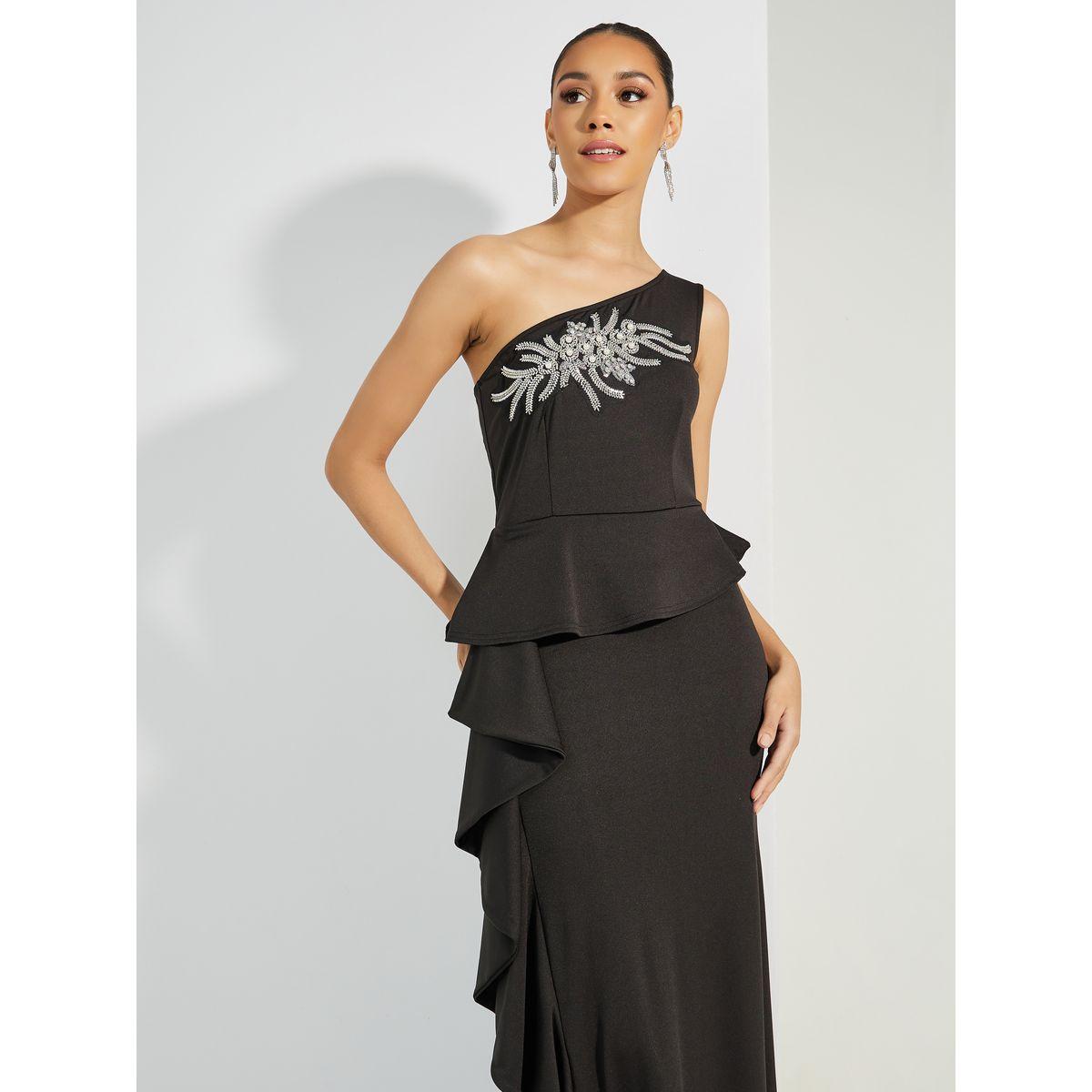 فستان طويل منمق مع كتف واحد-women-clothing-dresses-image-2