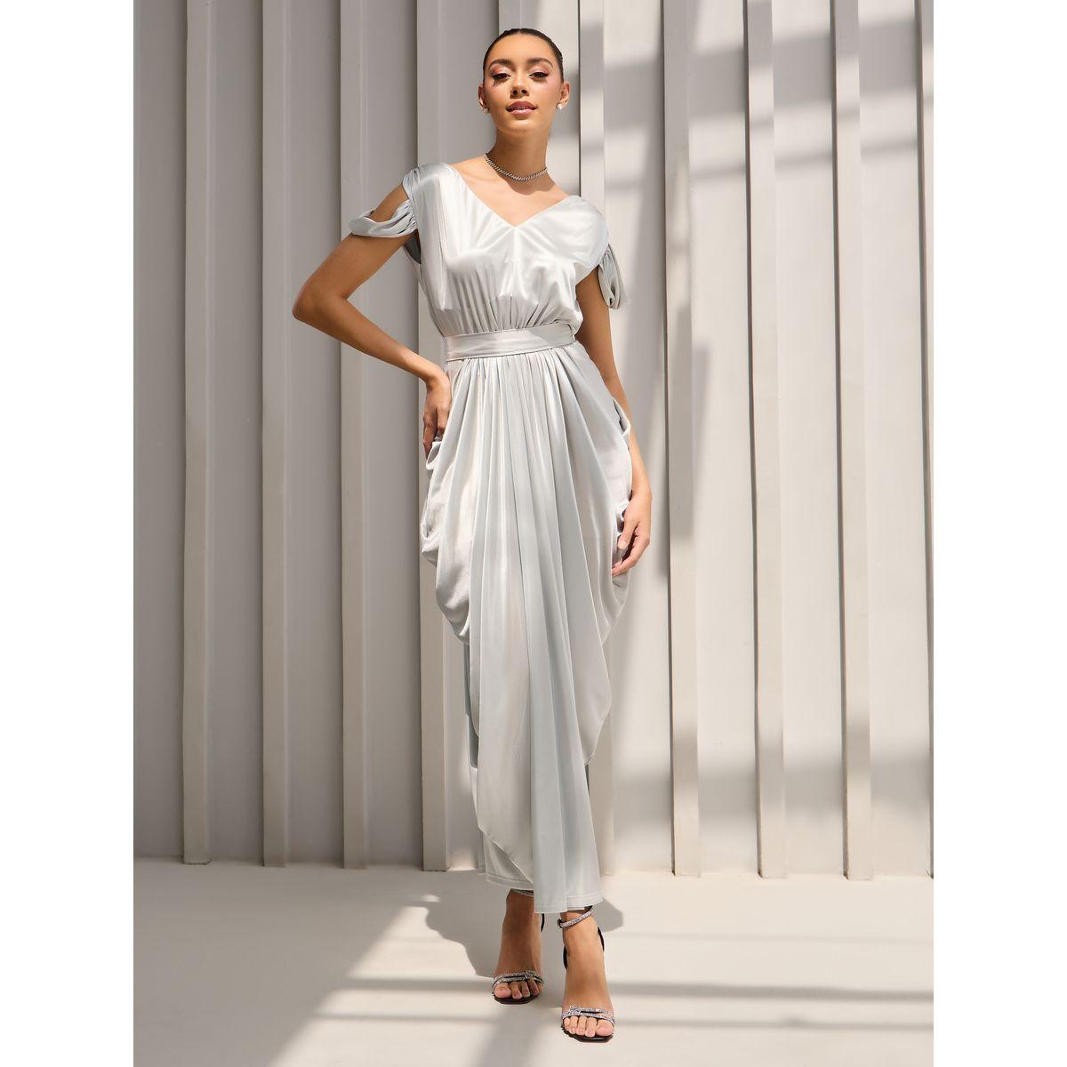 Styli Draped Cold Shoulder Sheath Maxi Dress-women-clothing-dresses-image-2