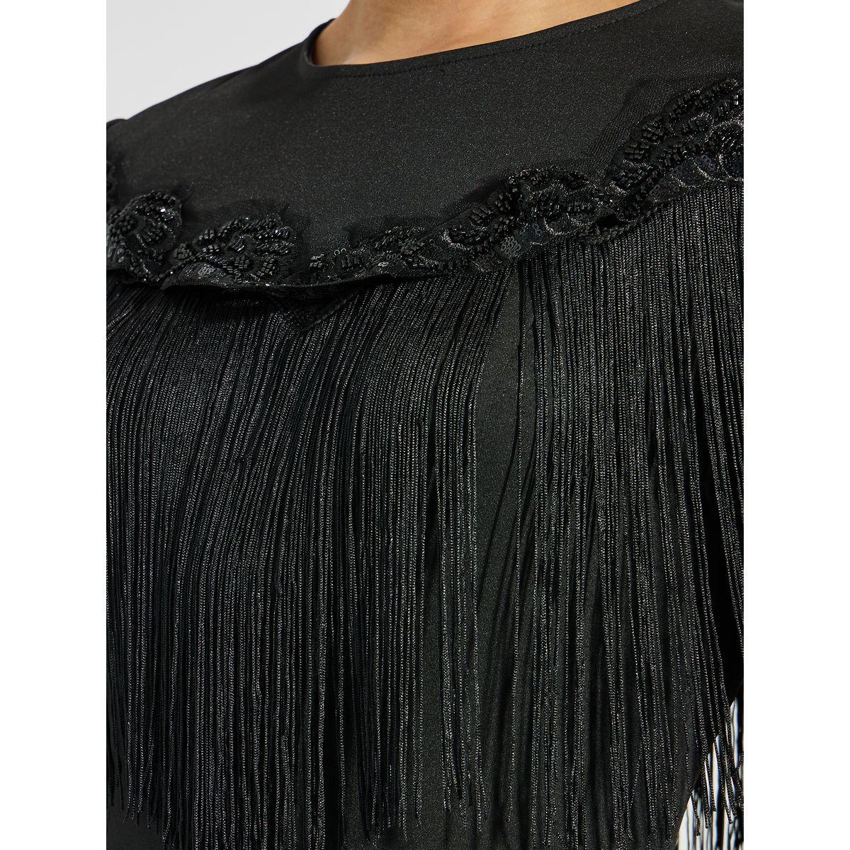 Styli Embellished Long Sleeves Mermaid Maxi Dress with Tassels-women-clothing-dresses-image-3