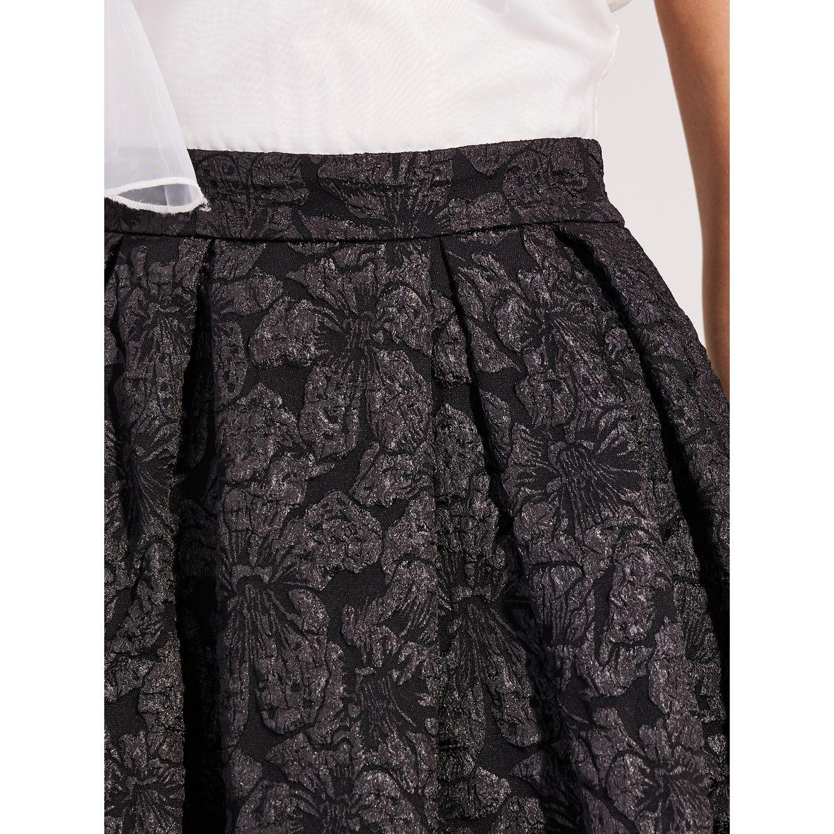 Styli Limited Organza Frill Flared Jacquard Midi Dress-women-clothing-dresses-image-3