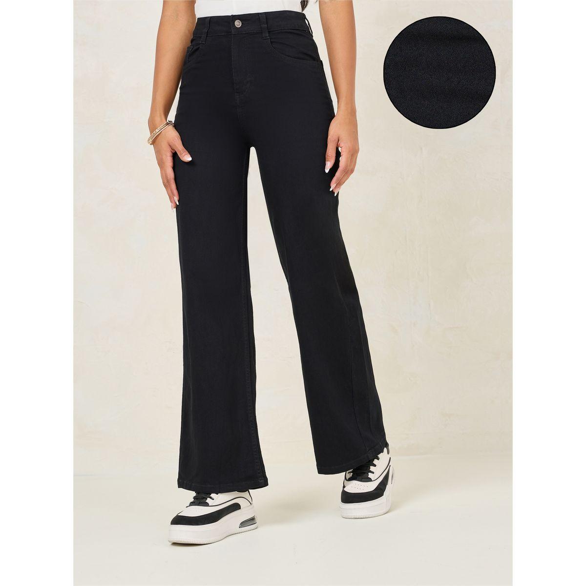 Styli Solid Wide Leg Jeans with Pockets-women-clothing-bottoms-jeans-image-1