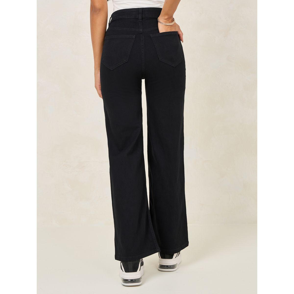 Styli Solid Wide Leg Jeans with Pockets-women-clothing-bottoms-jeans-image-4