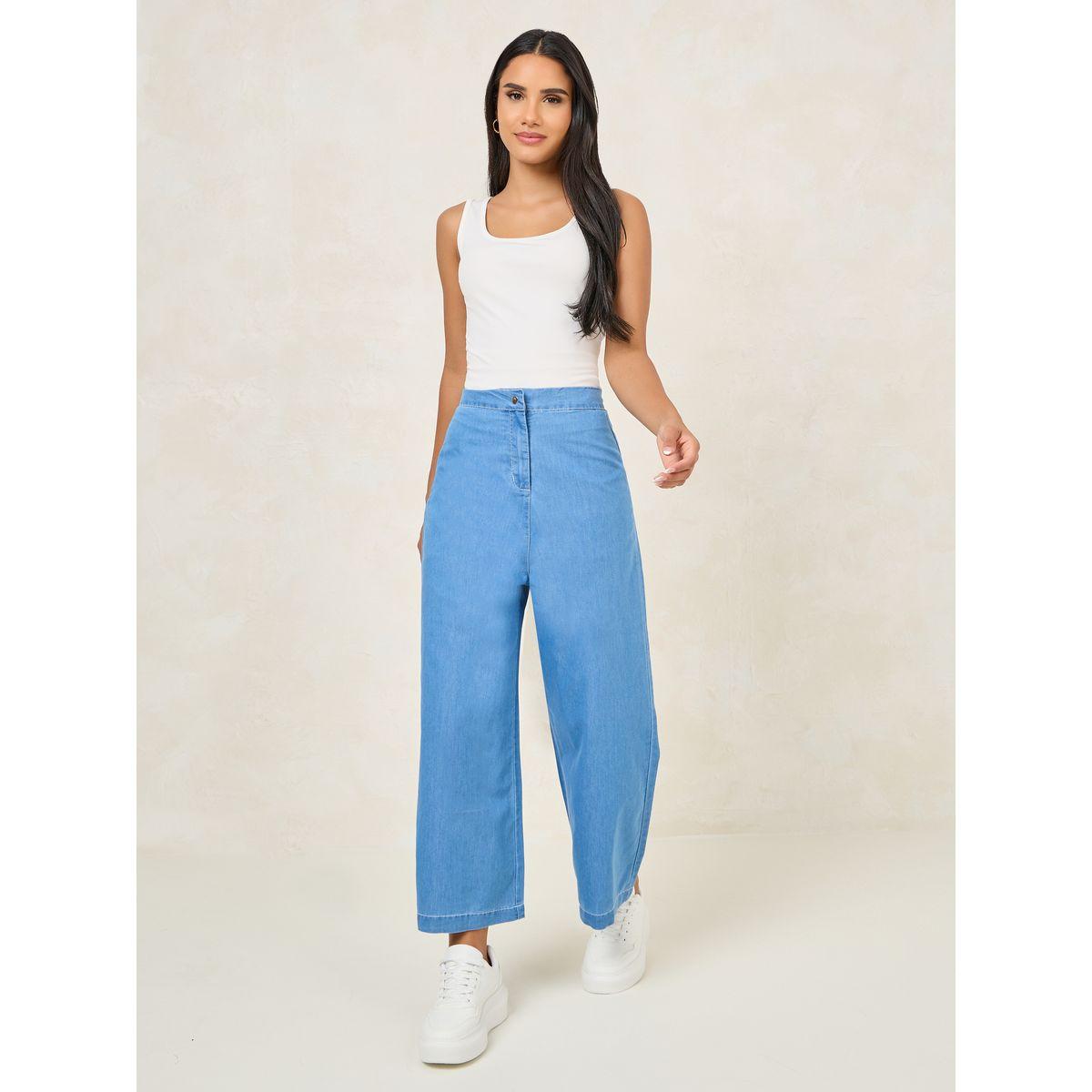 Styli Lightweight Wide Leg Jeans with Button-Zip Closure-women-clothing-bottoms-jeans-image-2