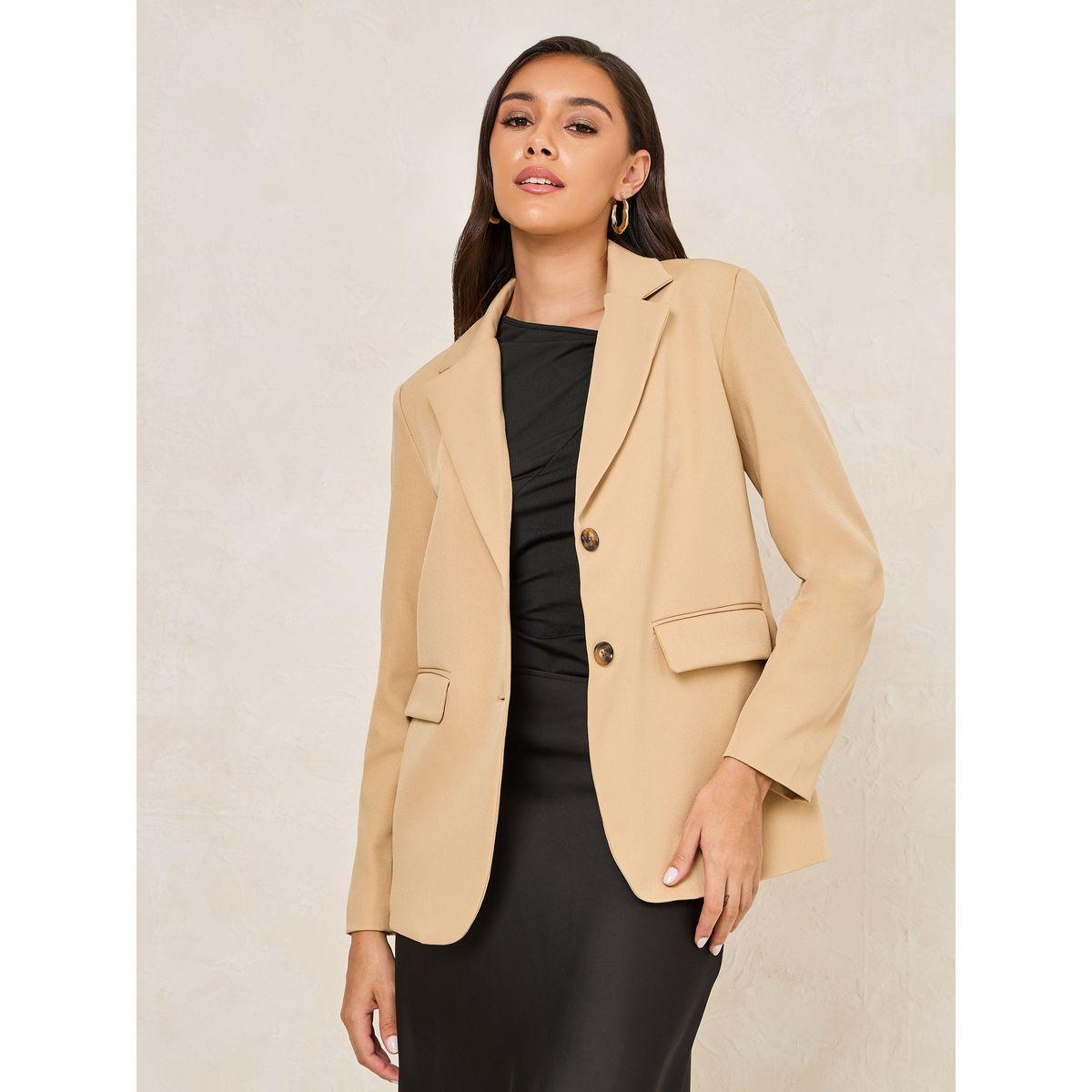 بليزر سادة بقصة عادية مع ازرار-women-clothing-coatsandjackets-blazers-image-5