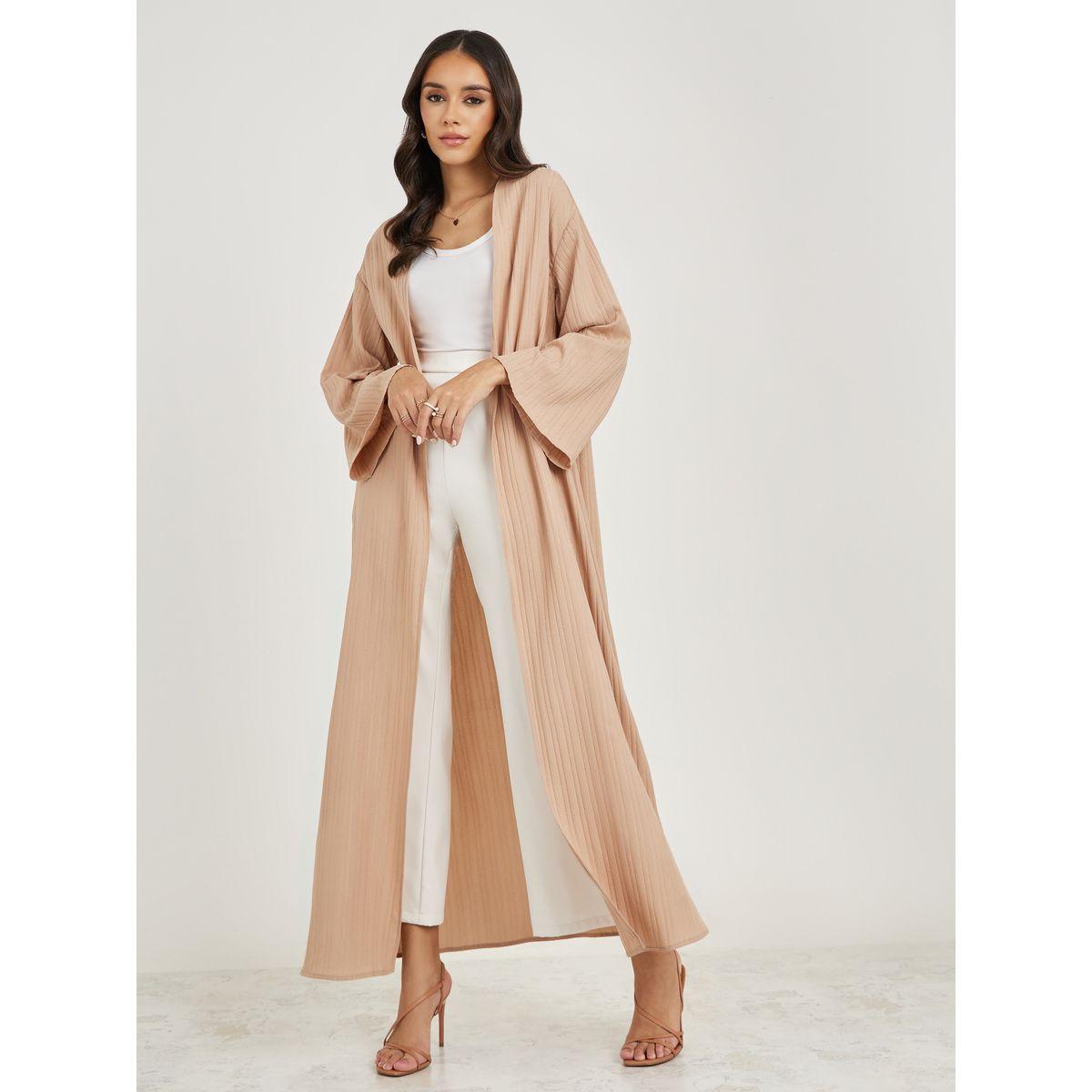 Styli Textured Regular Fit Maxi Length Kimono-women-clothing-shirtsandblouses-shirts-image-1