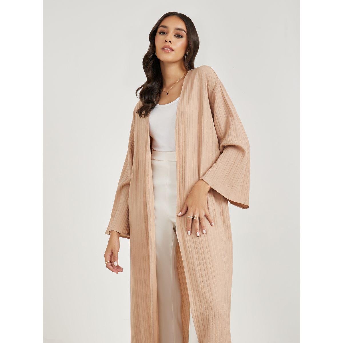 Styli Textured Regular Fit Maxi Length Kimono-women-clothing-shirtsandblouses-shirts-image-2