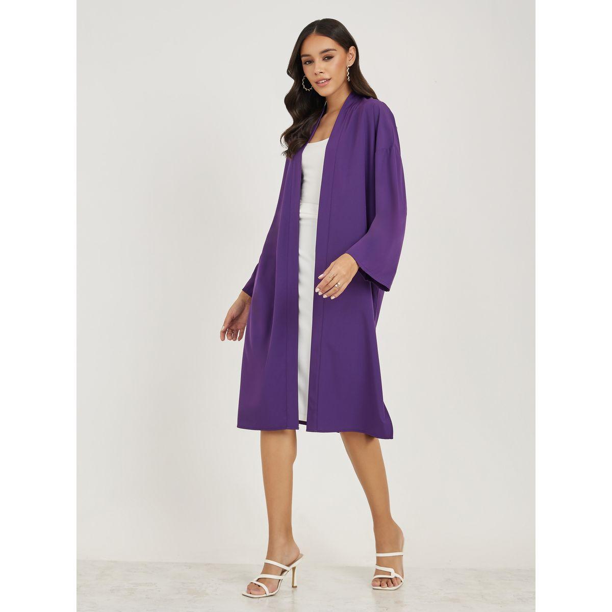 Styli Open Front Knee Length Kimono with Side Slits-women-clothing-shirtsandblouses-shirts-image-1