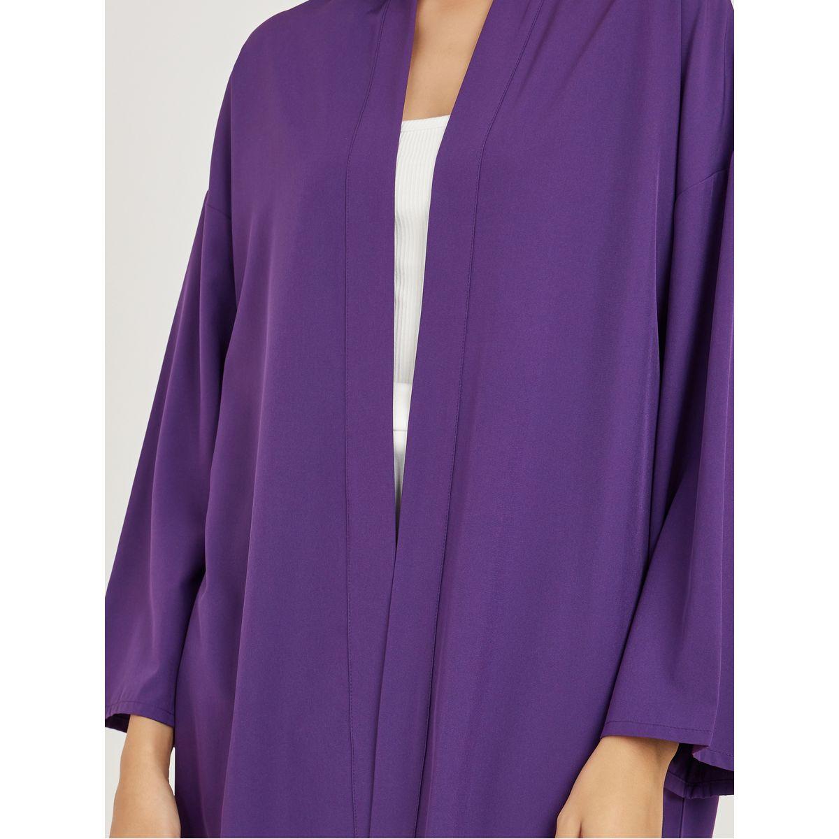 Styli Open Front Knee Length Kimono with Side Slits-women-clothing-shirtsandblouses-shirts-image-3