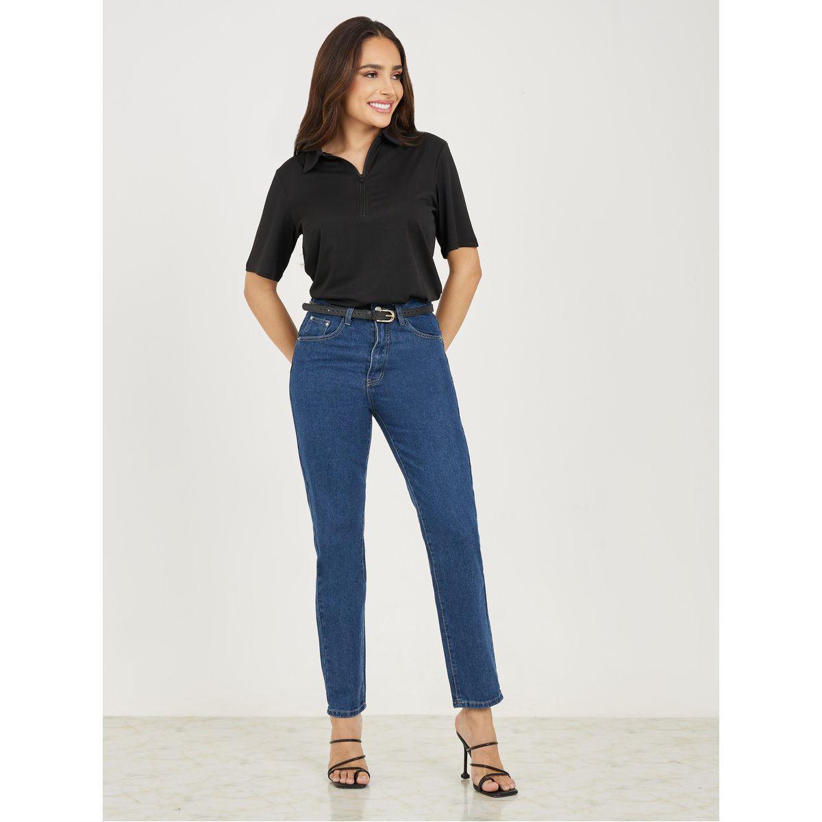 تيشيرت بياقة بولو وسحَّاب غلق امامي-women-clothing-tshirts-image-3