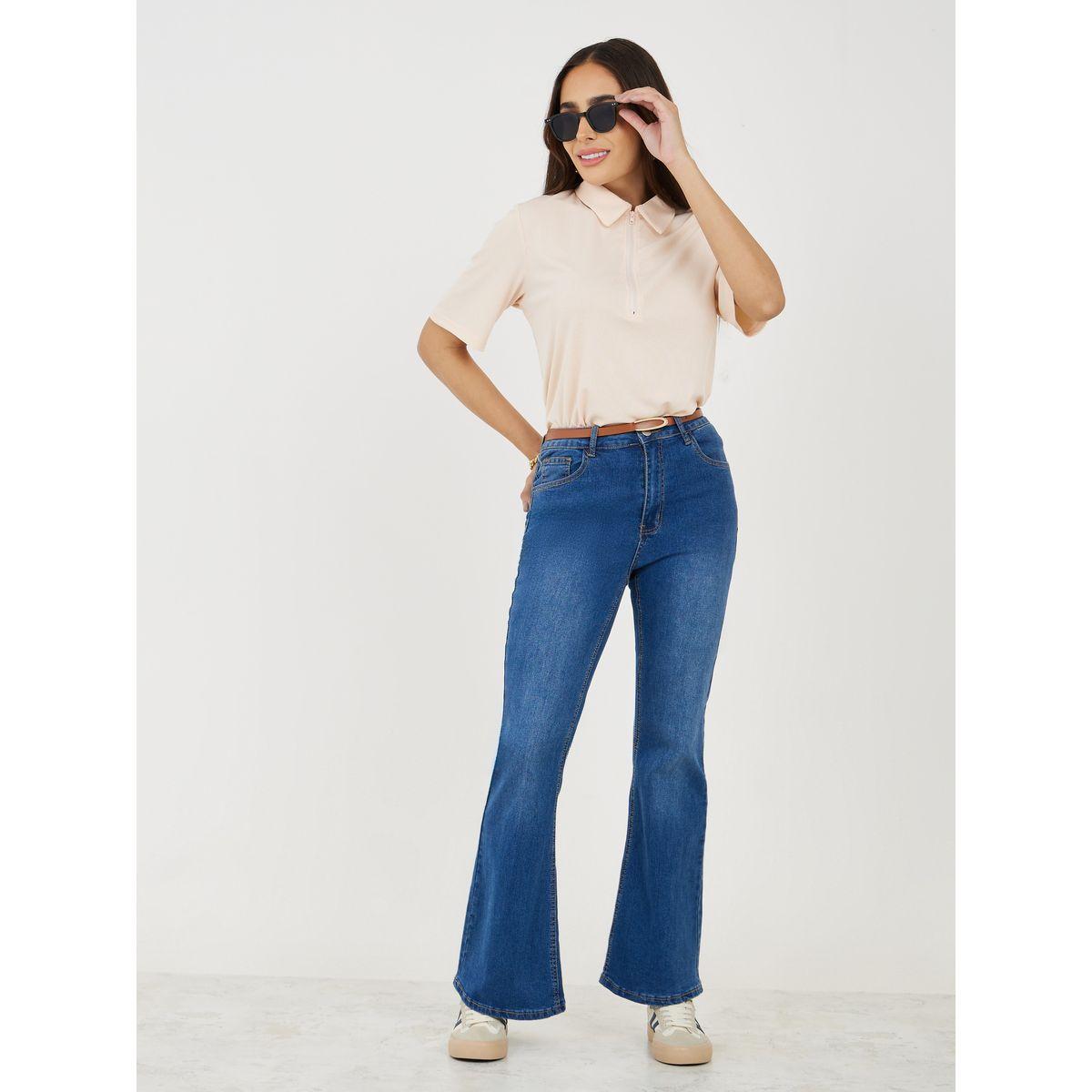 تيشيرت بياقة بولو ونصف سحَّاب غلق-women-clothing-tshirts-image-3