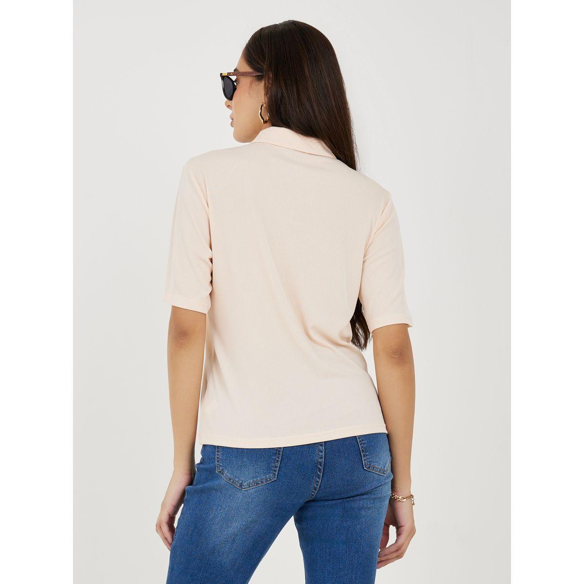 تيشيرت بياقة بولو ونصف سحَّاب غلق-women-clothing-tshirts-image-5
