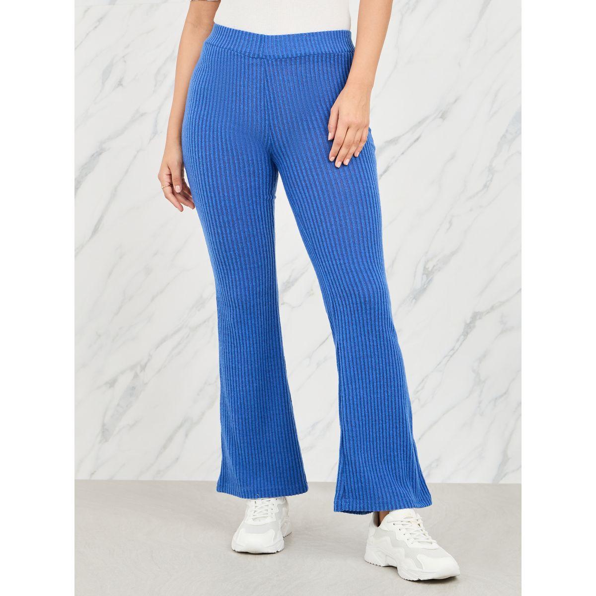 بنطال مضلعبحافة واسعة مع خصر مطاطي-women-clothing-bottoms-trousers-image-1