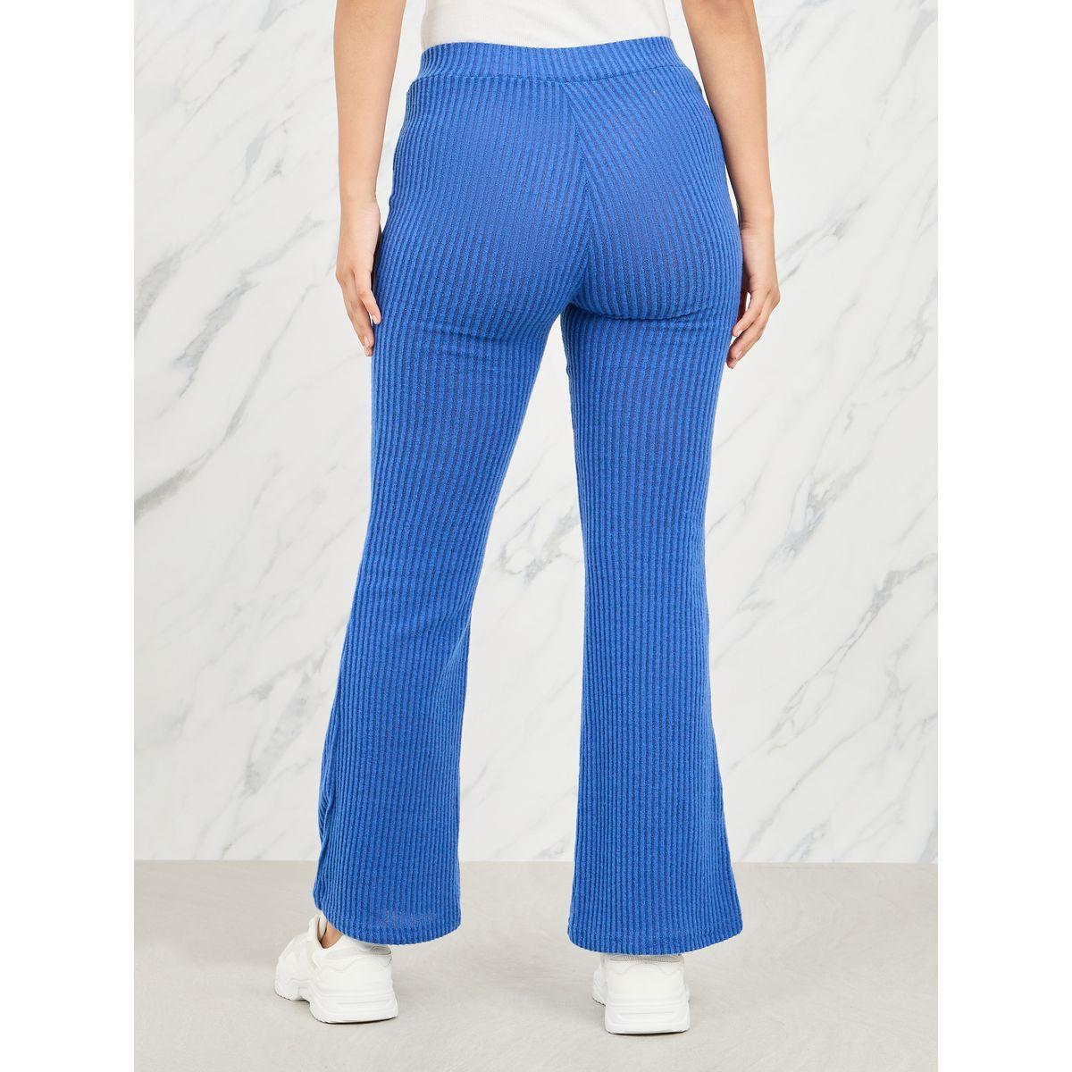 Styli Ribbed Elastic Waistband Flared Pants-women-clothing-bottoms-trousers-image-4
