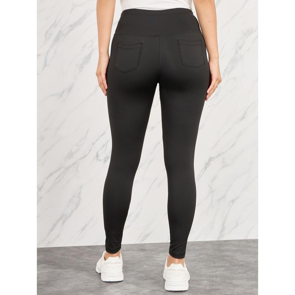 Styli Solid Back Pocket Detail Leggings-women-clothing-bottoms-leggings-image-4