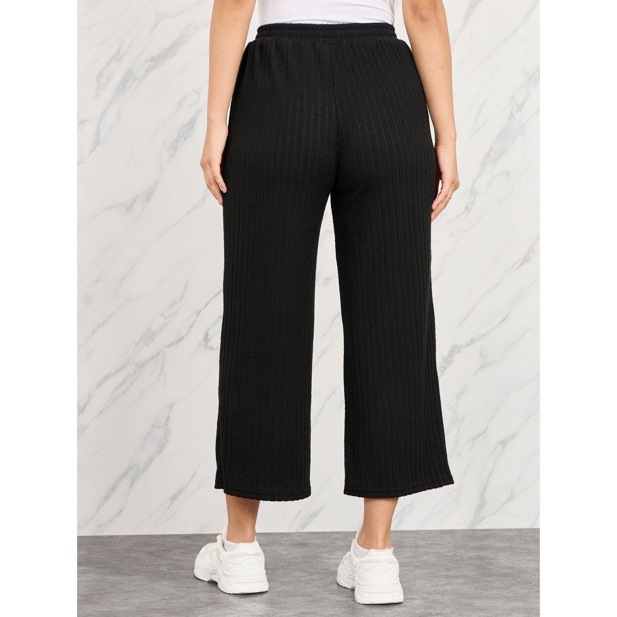 بنطال مضلع بقصة مستقيمة مع اربطة-women-clothing-bottoms-trousers-image-4