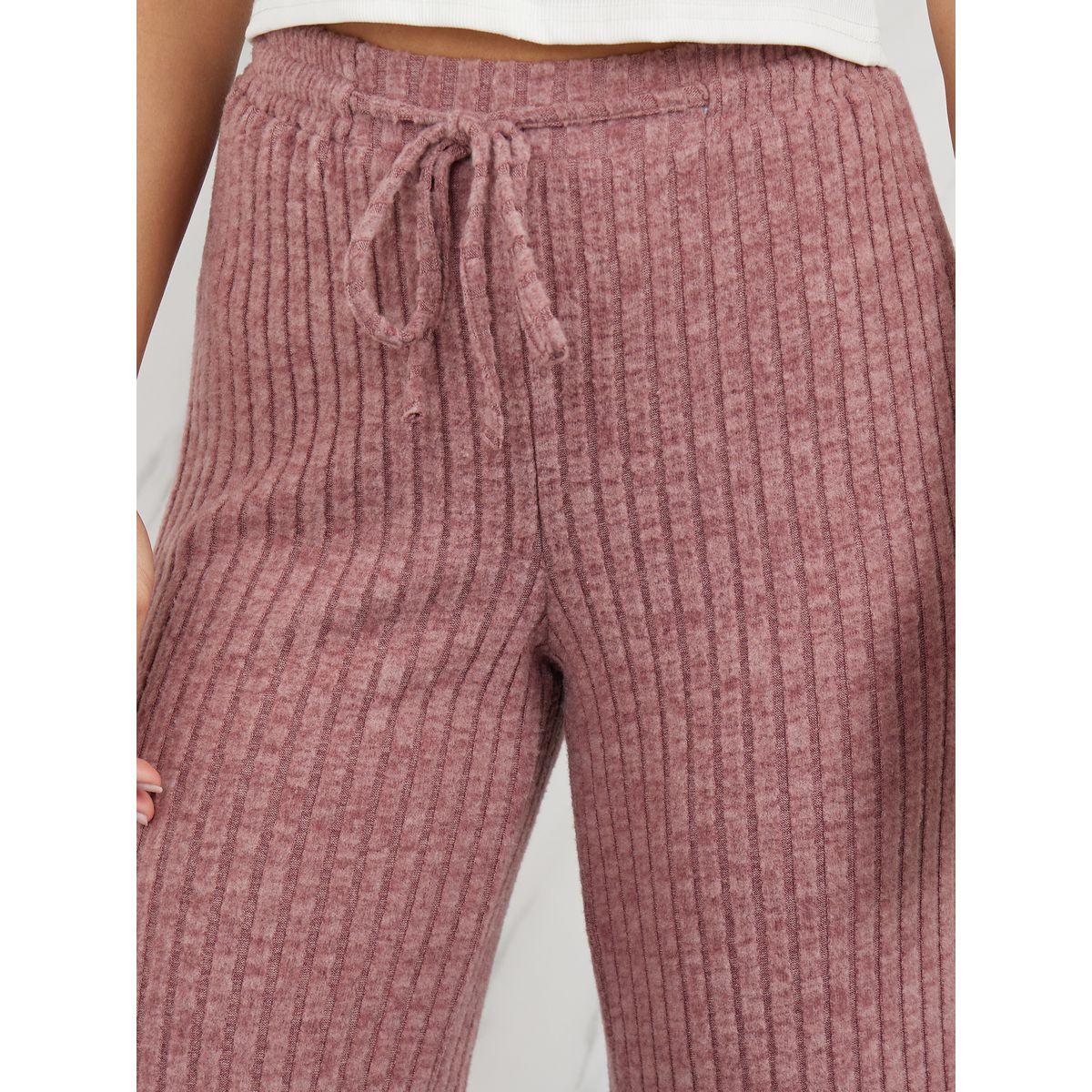 بنطال مضلع قصير بقصة مريحة واربطة-women-clothing-bottoms-trousers-image-3