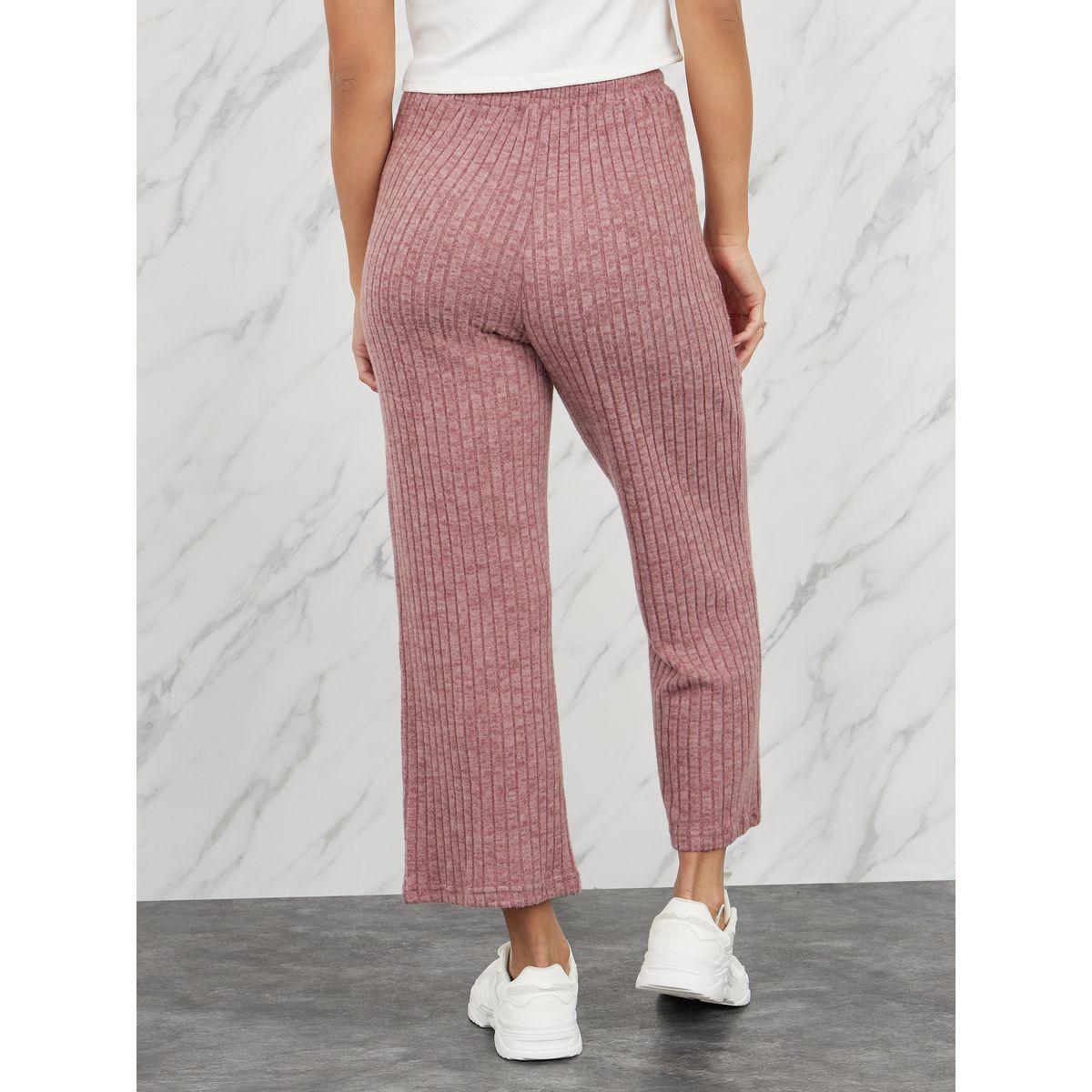 بنطال مضلع قصير بقصة مريحة واربطة-women-clothing-bottoms-trousers-image-4