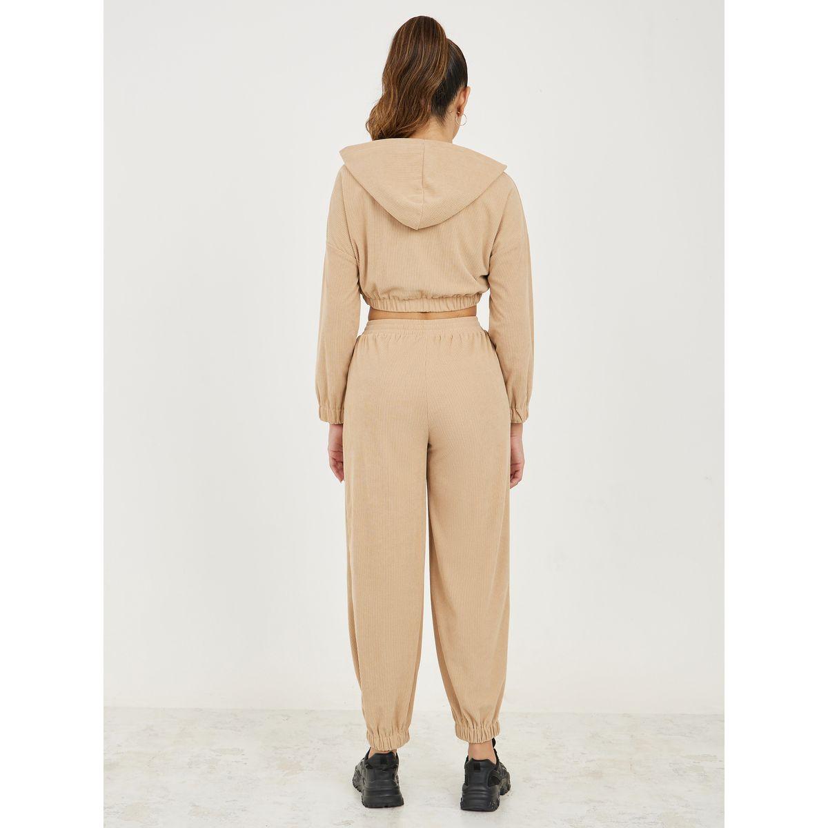 Styli Flap Pocket Contrast Zipper Up Jacket & Joggers Set-women-clothing-coordsets-image-6